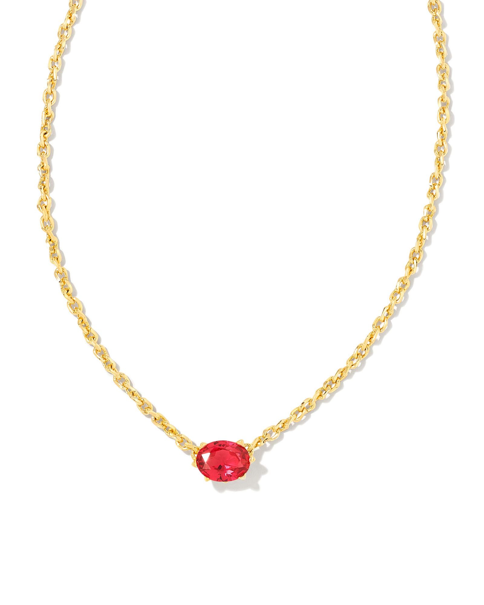 Cailin Crystal Pendant Necklace in Gold Red Crystal
