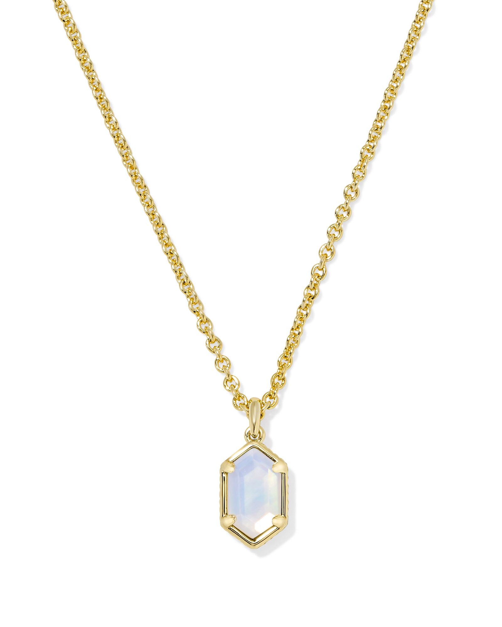 Hallie Short Pendant Necklace in Gold Opalite Illusion
