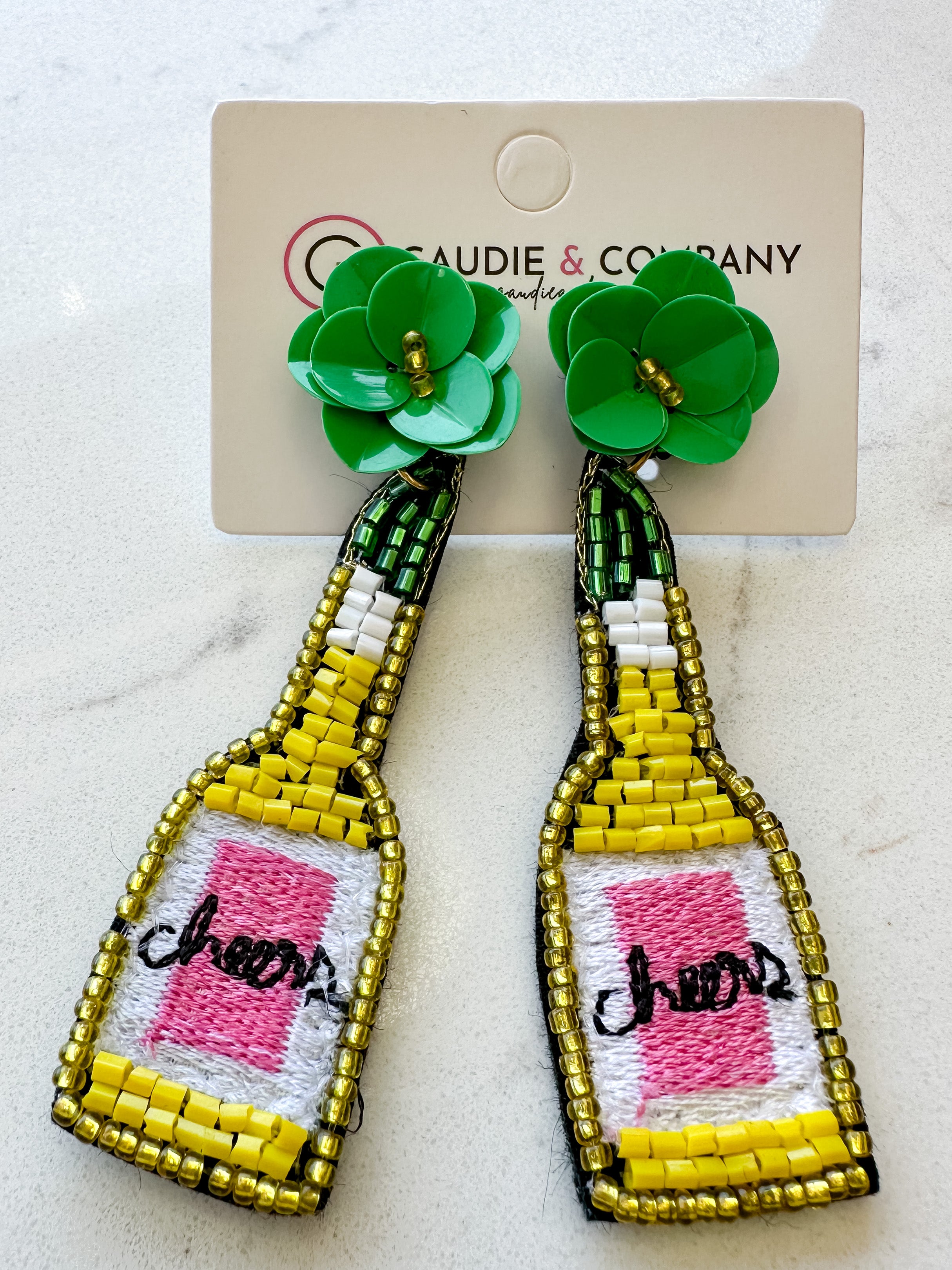 Cheers Bottle in Yellow Earring