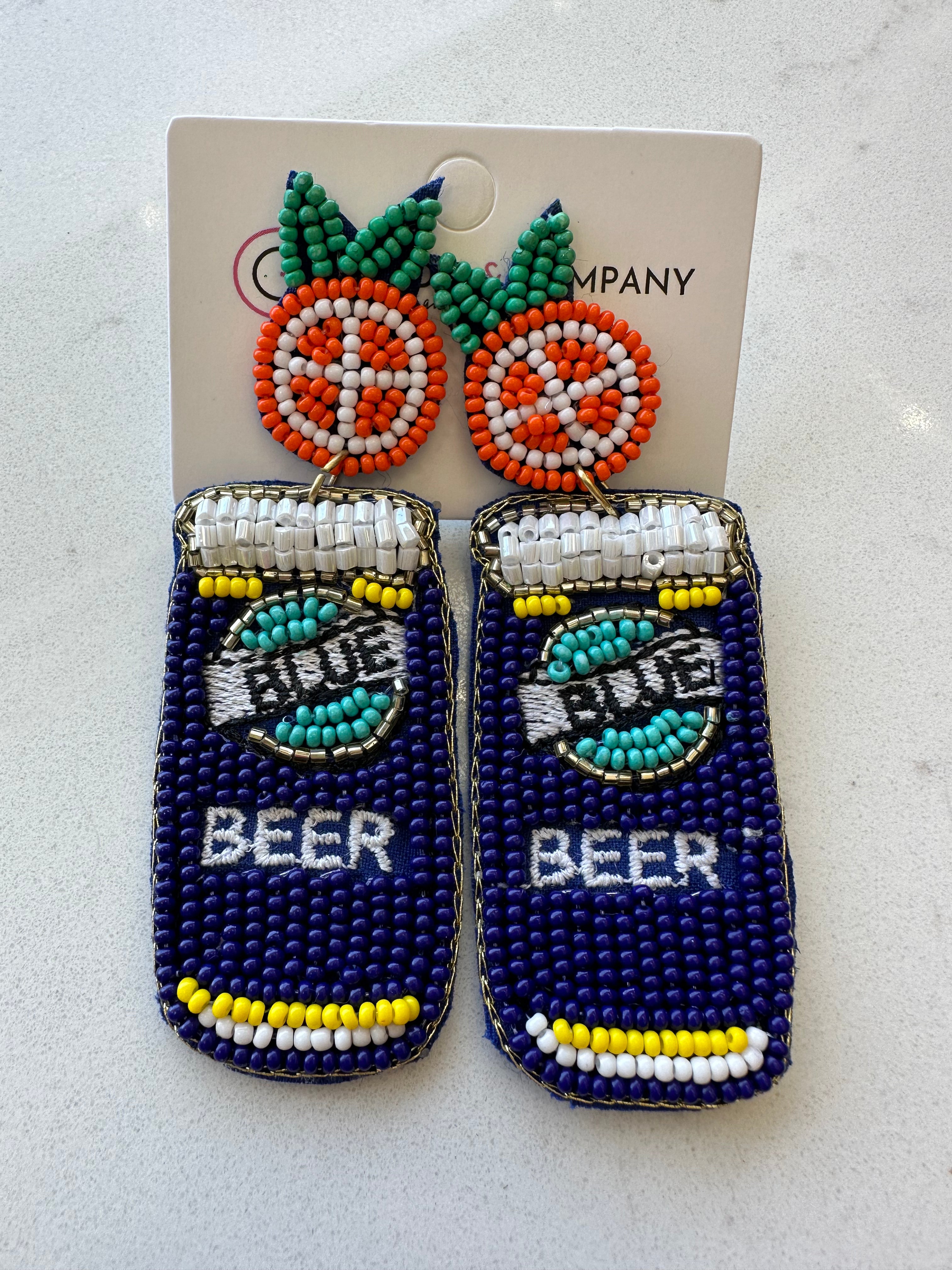 Blue Beer Earring