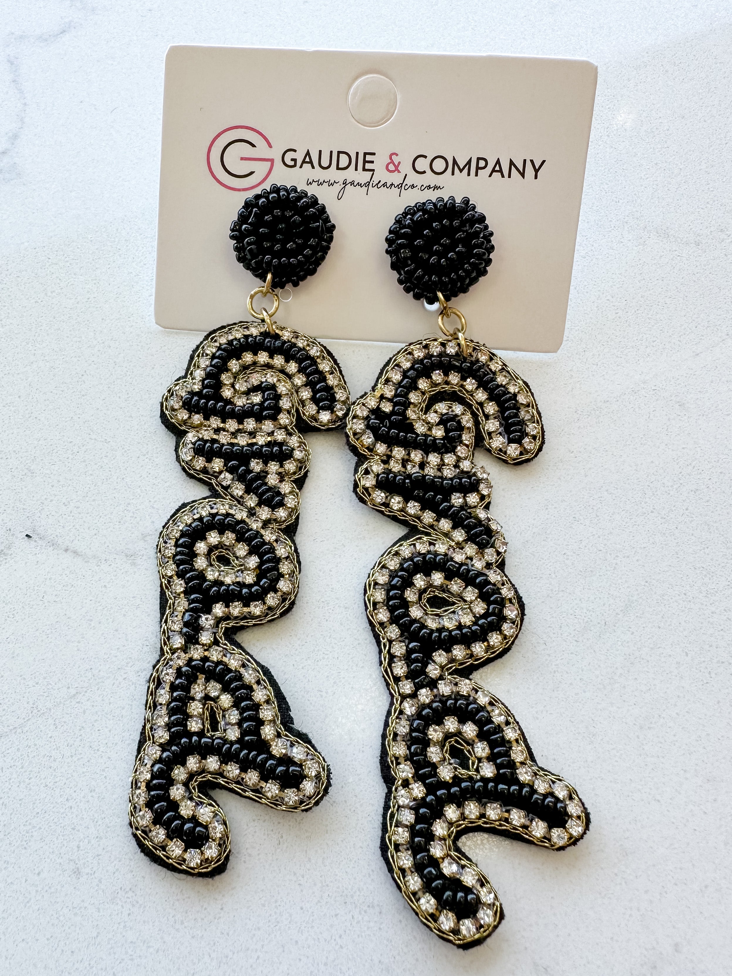 Grad Black Dangle Earring