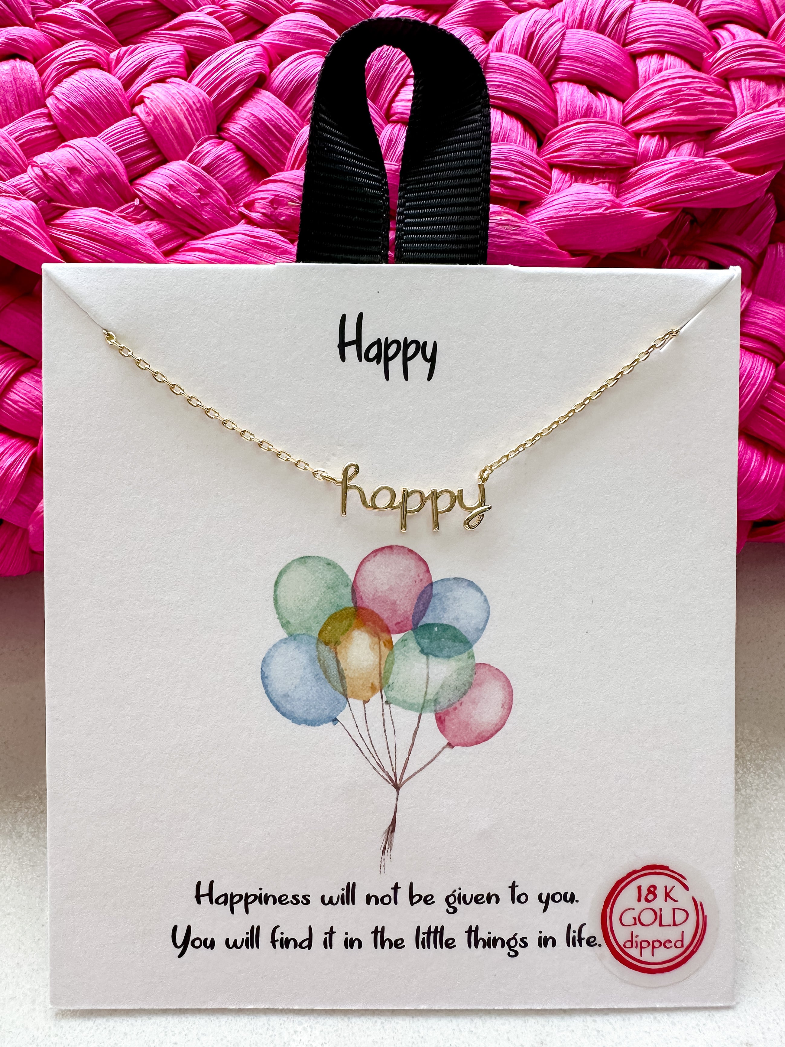 Happy Necklace in Gold