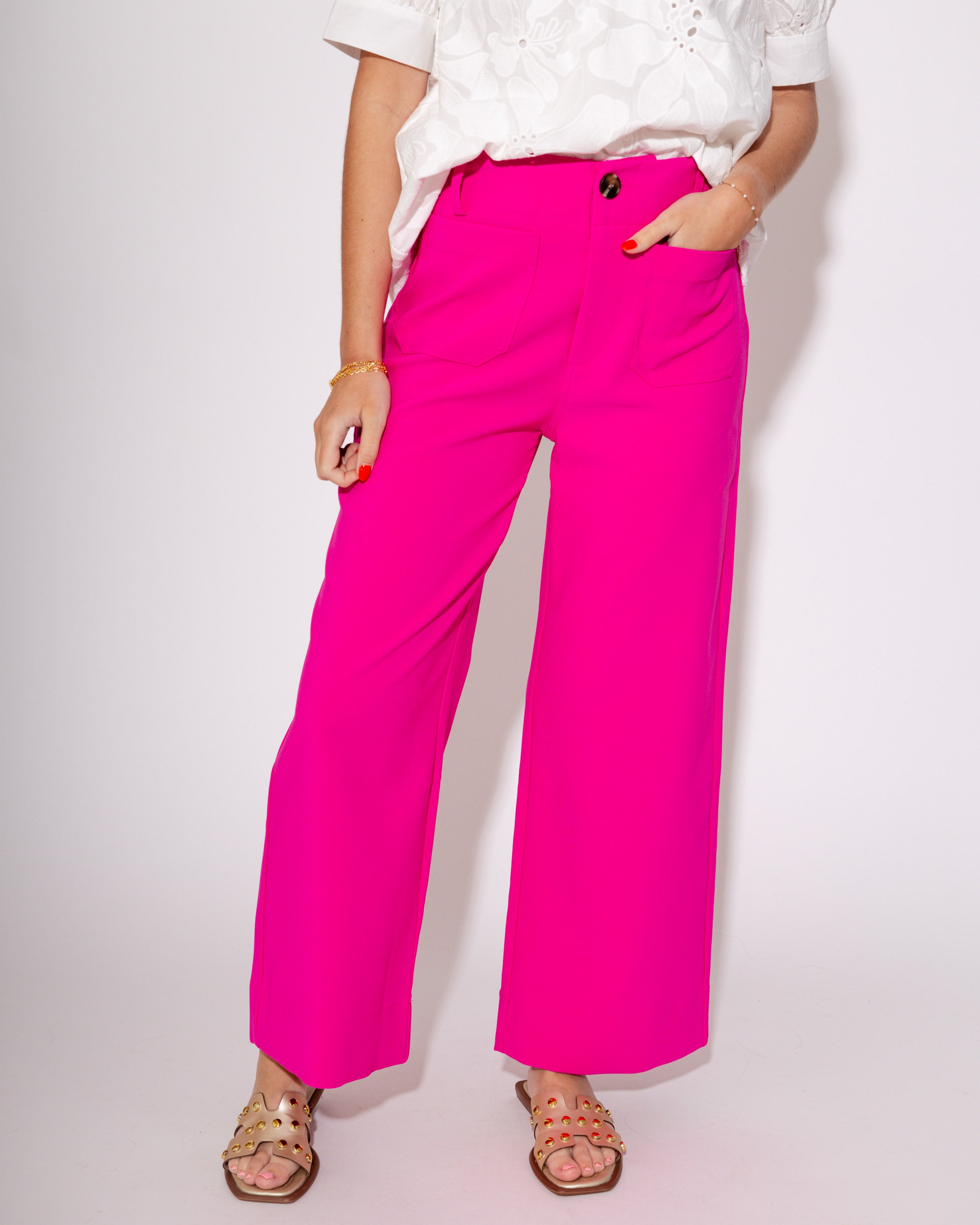 Cropped Wide Leg Pants in Pink