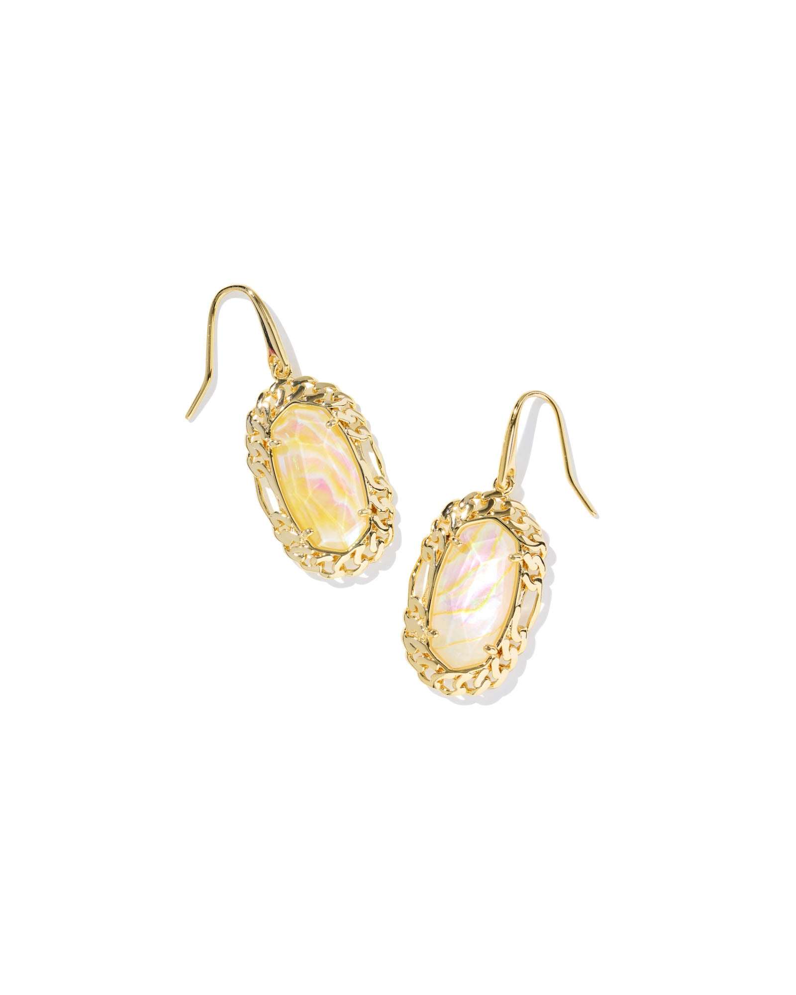 Dani Figaro Frame Drop Earring in Gold Iridescent Abalone