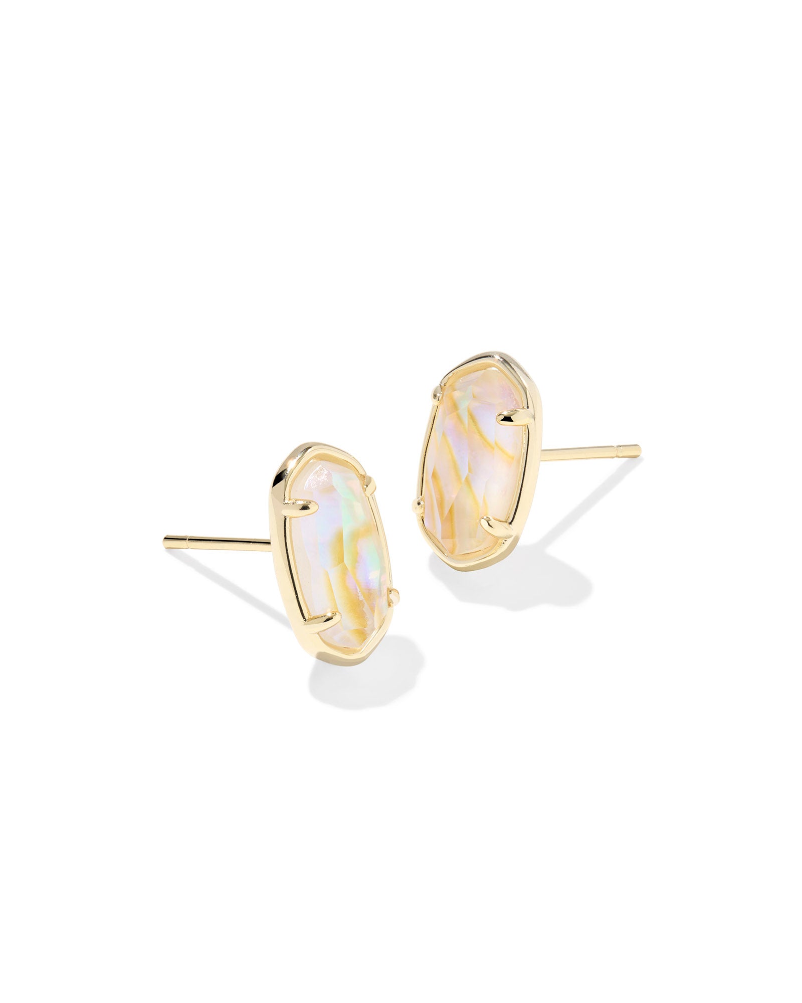 Grayson Stone Stud Earring in Gold Iridescent Abalone
