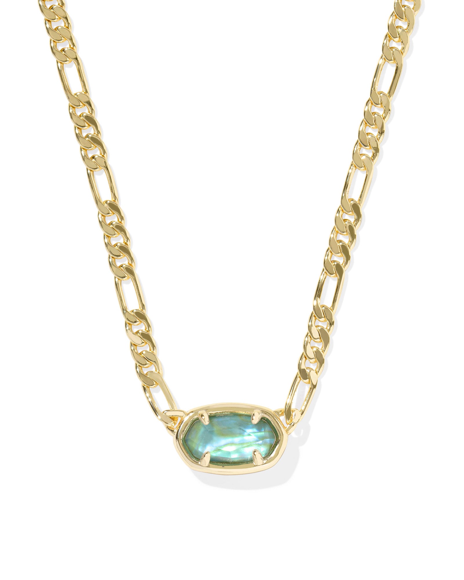 Elisa Figaro Short Pendant Necklace In Gold Deep Aqua Illusion