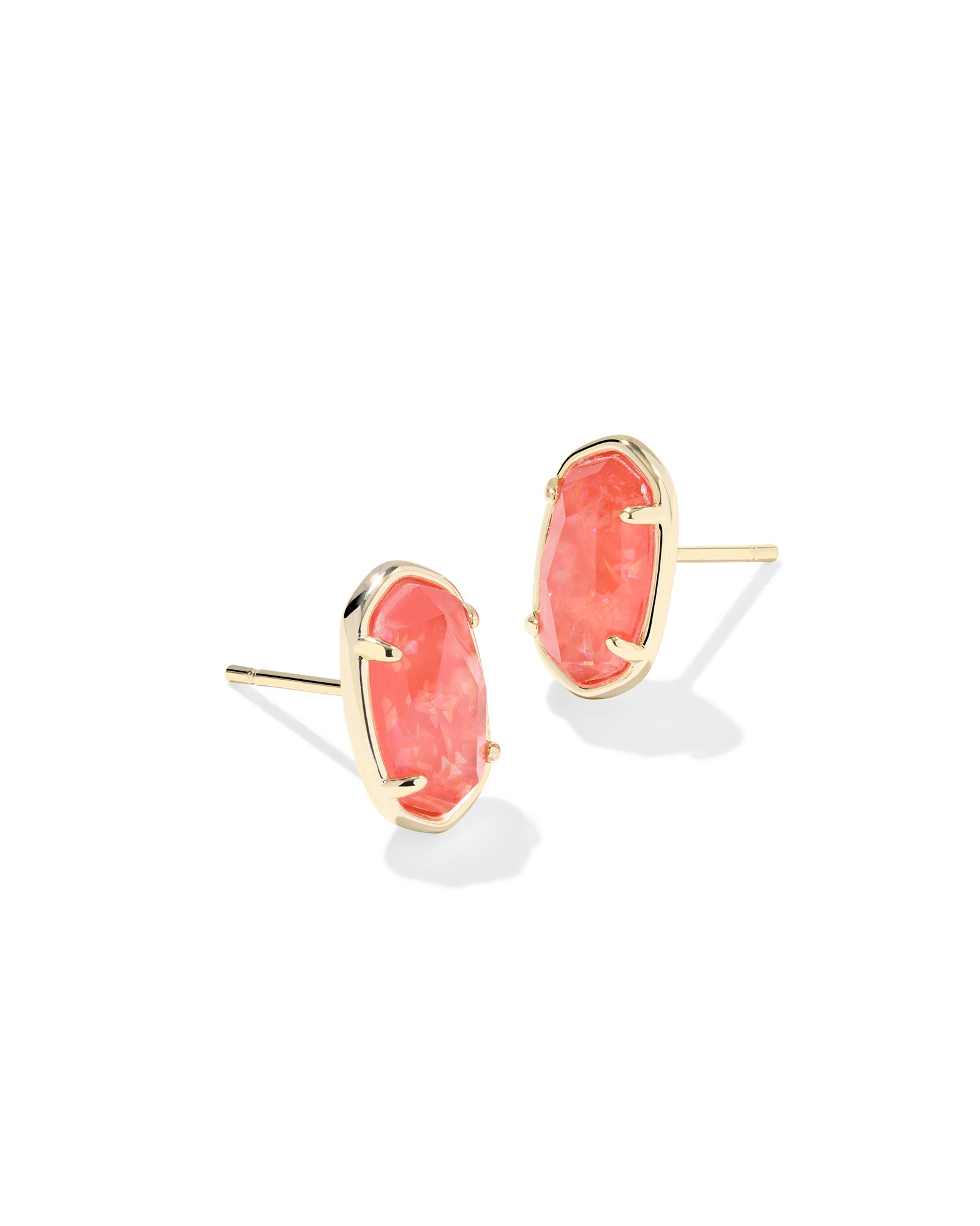 Grayson Stone Stud Earring in Gold Papaya Iridescent Mother of Pearl