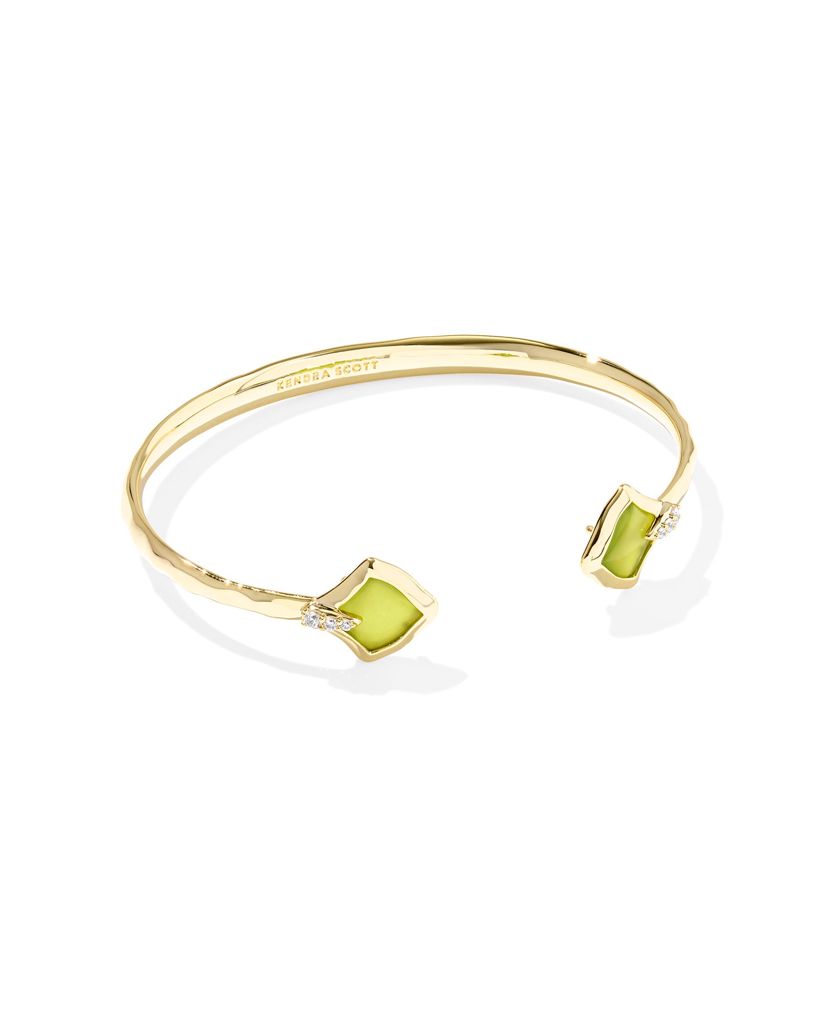 Joelle Cuff Bracelet in Gold Chartreuse Green Mother of Pearl