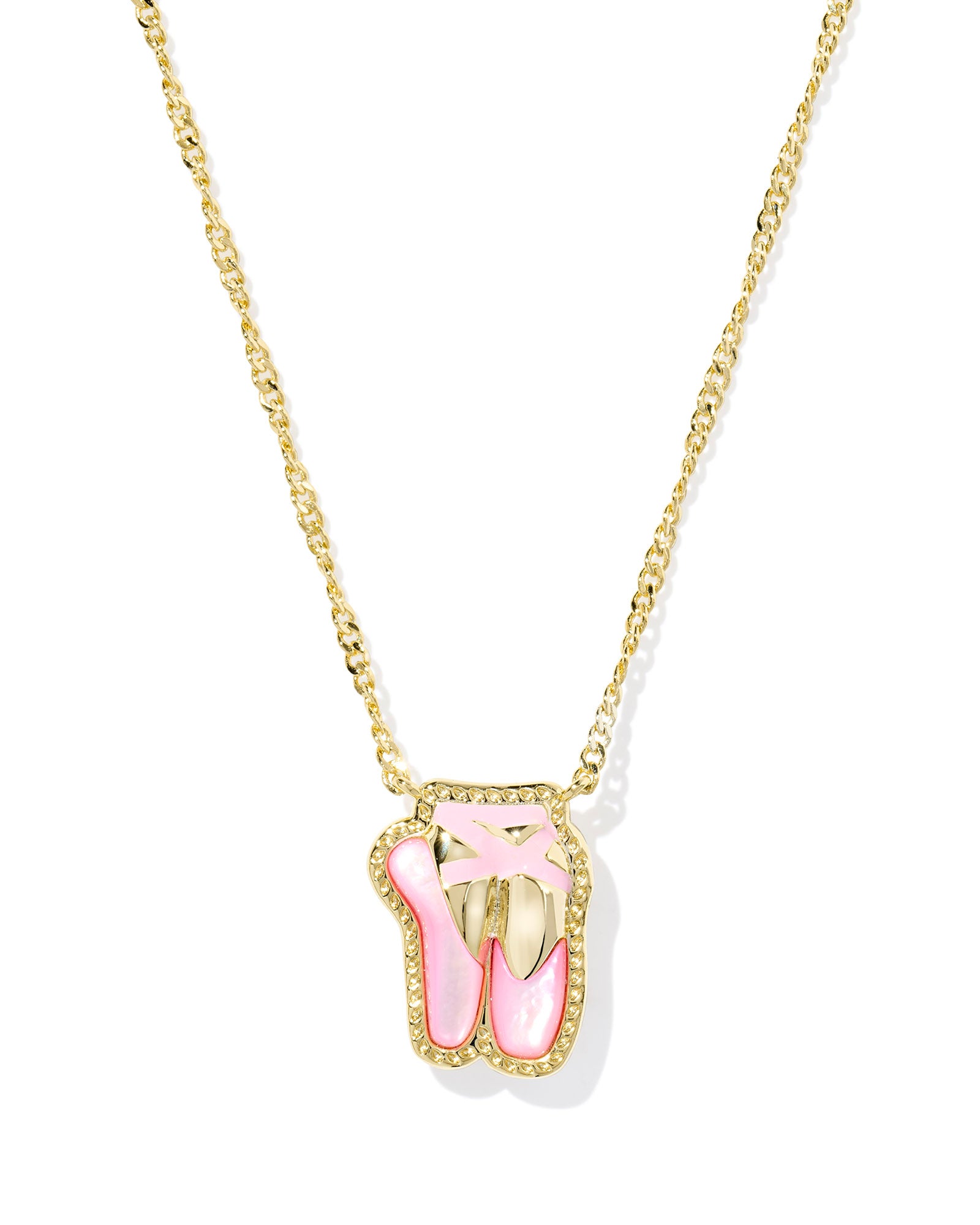 Ballet Short Pendant Necklace in Gold Blush Mother of Pearl