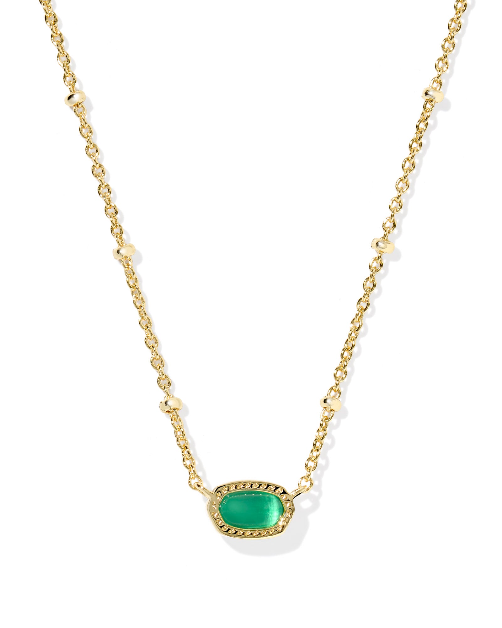 Mini Elisa Satellite Short Pendant Necklace in Gold Emerald Cats Eye