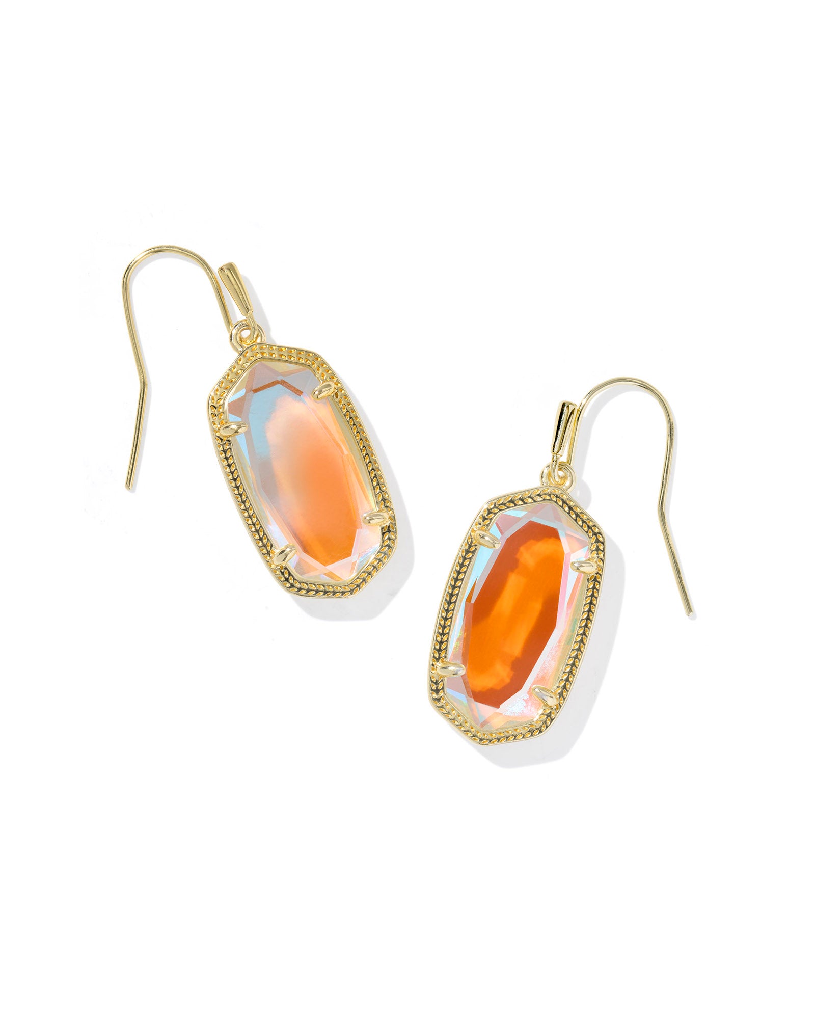 Dani Drop Earring in Gold Dichroic Glass