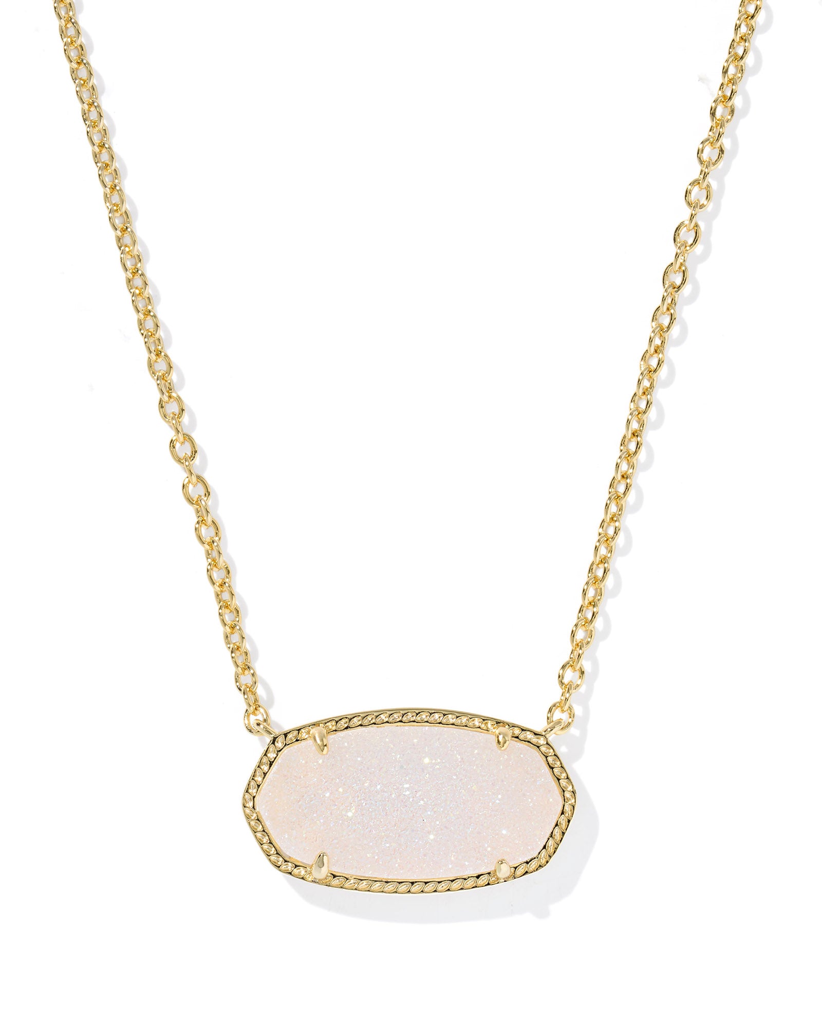Elisa Statement Pendant Necklace in Gold Iridescent Drusy
