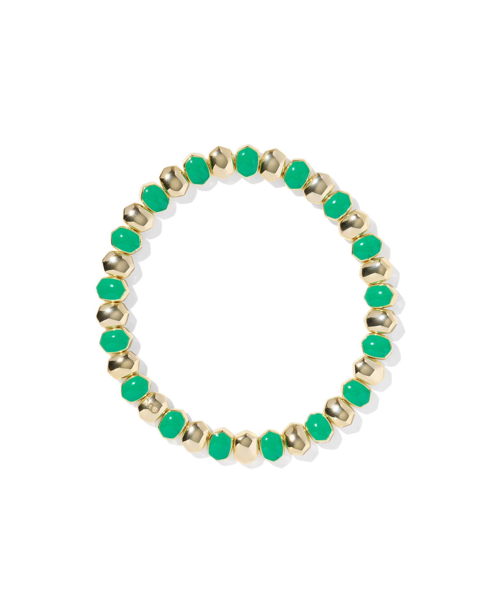 Daphne Enamel Stretch Bracelet in Gold and Green