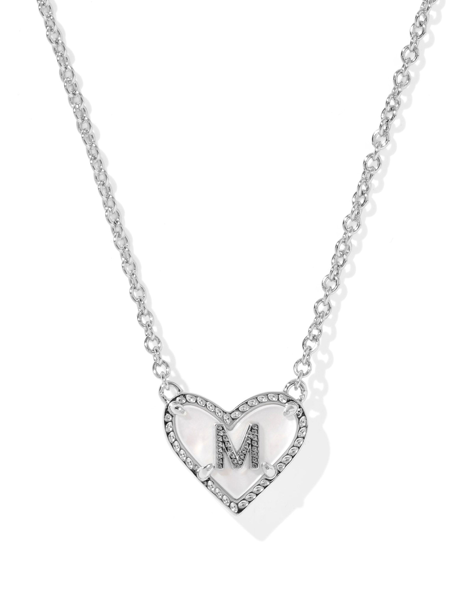 Heart Letter M Pndnt. Necklace Silver Ivory MOP