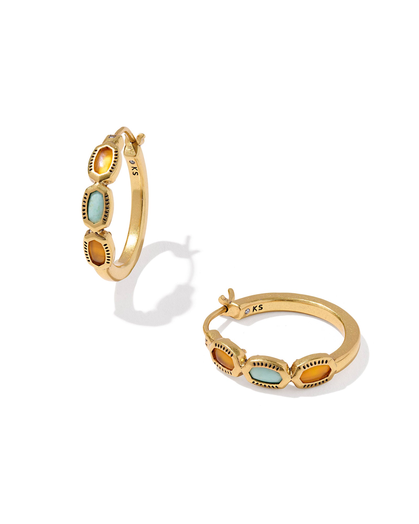 Mini Elisa Hoop Earring in Vintage Gold Multi Mix