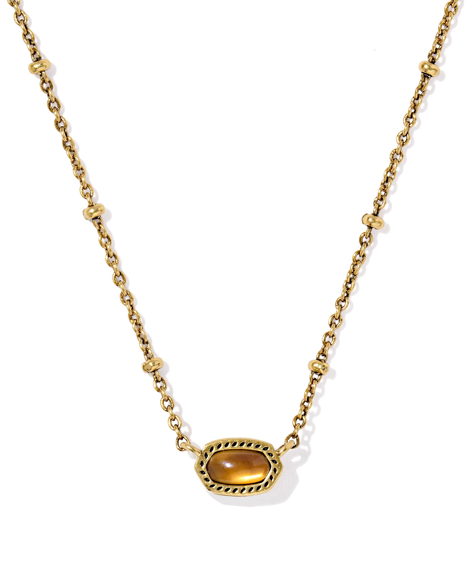 Mini Elisa Satellite Short Pendant Necklace in Variegated Marbled Amber Illusion