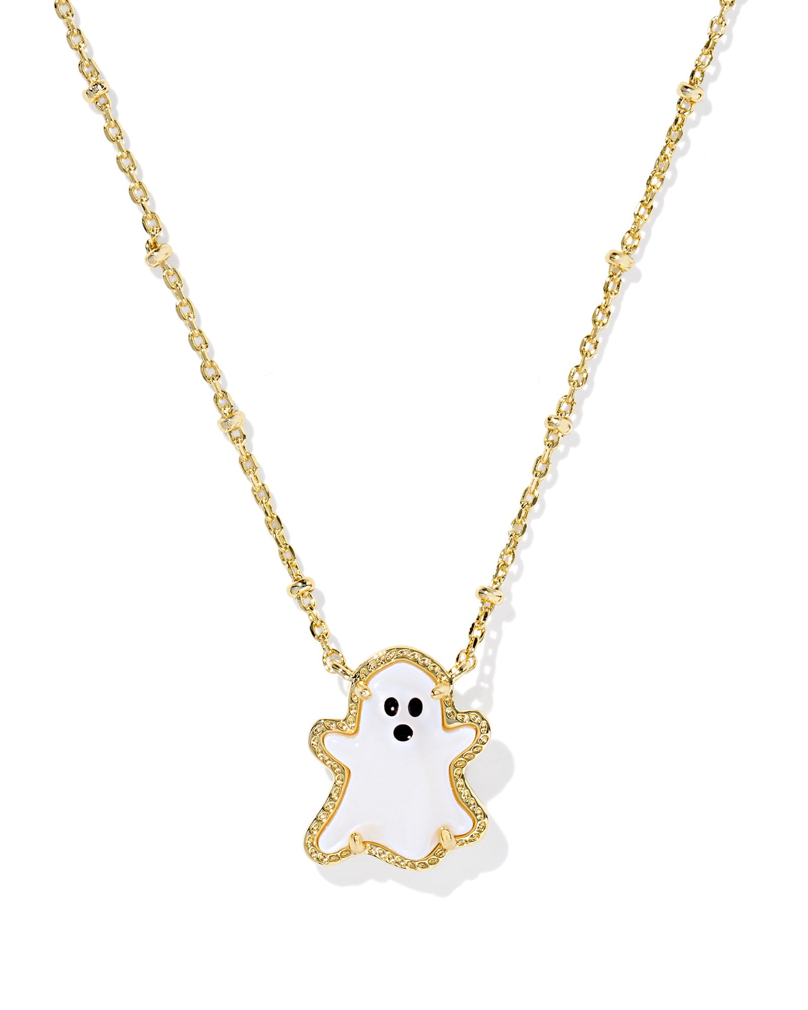 Ghost Short Pendant Necklace in Gold White Mother of Pearl