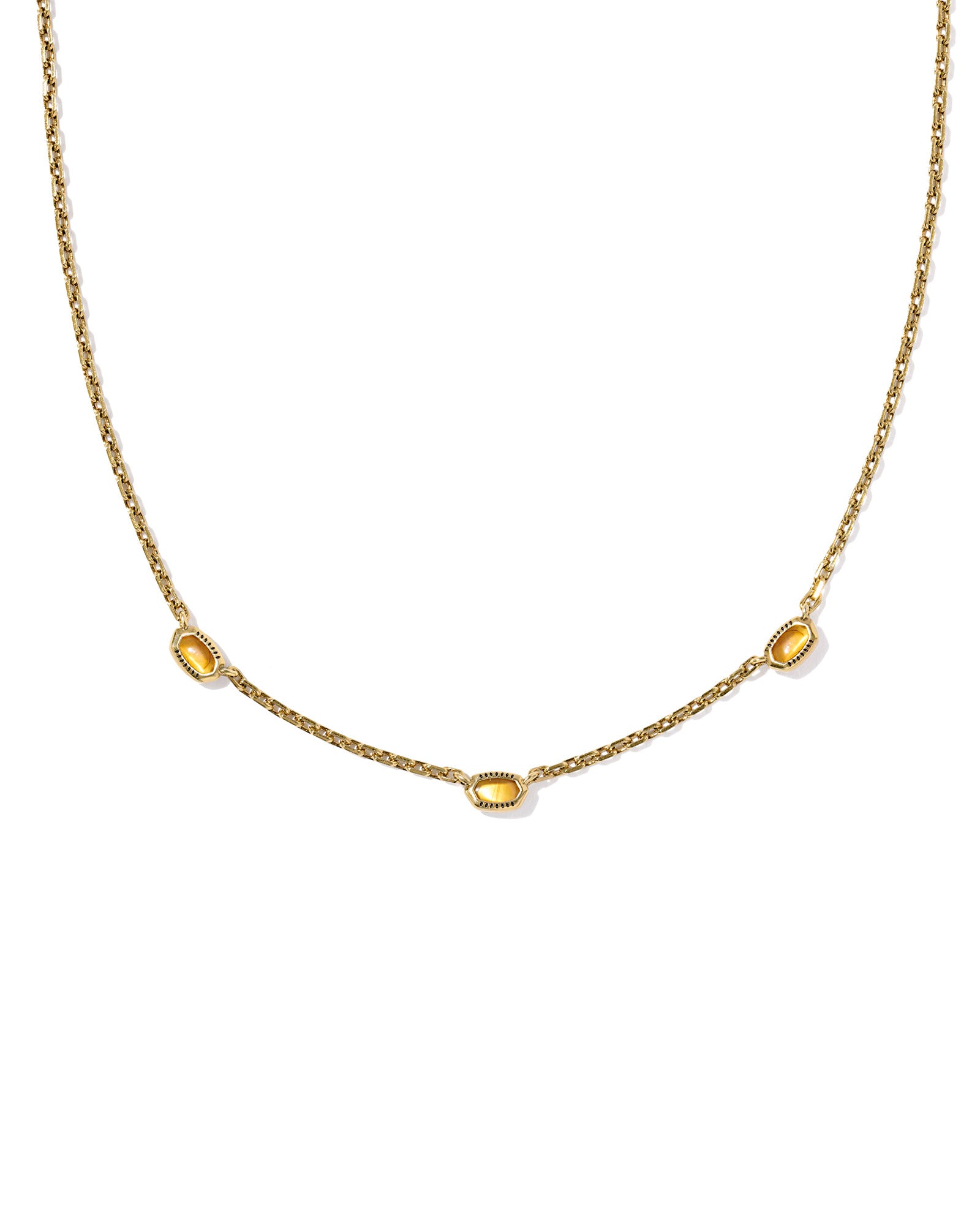 Mini Elisa Three Stone Strand Necklace in Vintage Marbled Amber Illusion