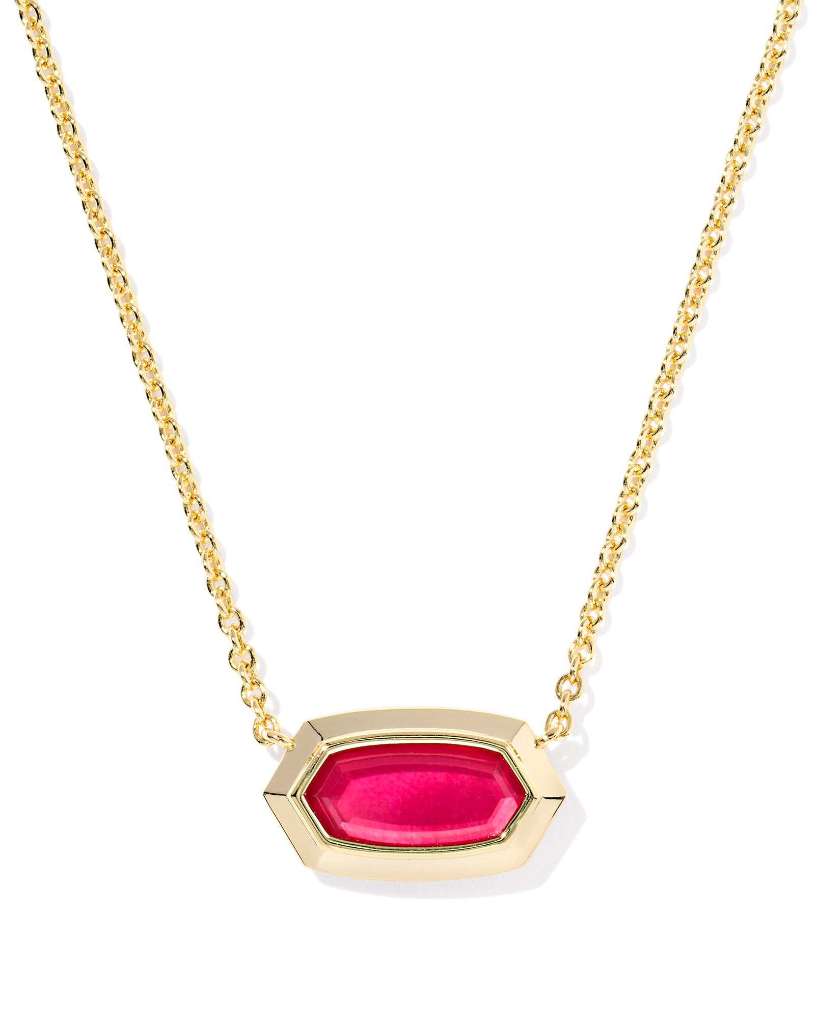 Elisa Bezel Pendant Necklace in Gold Carmine Red Illusion