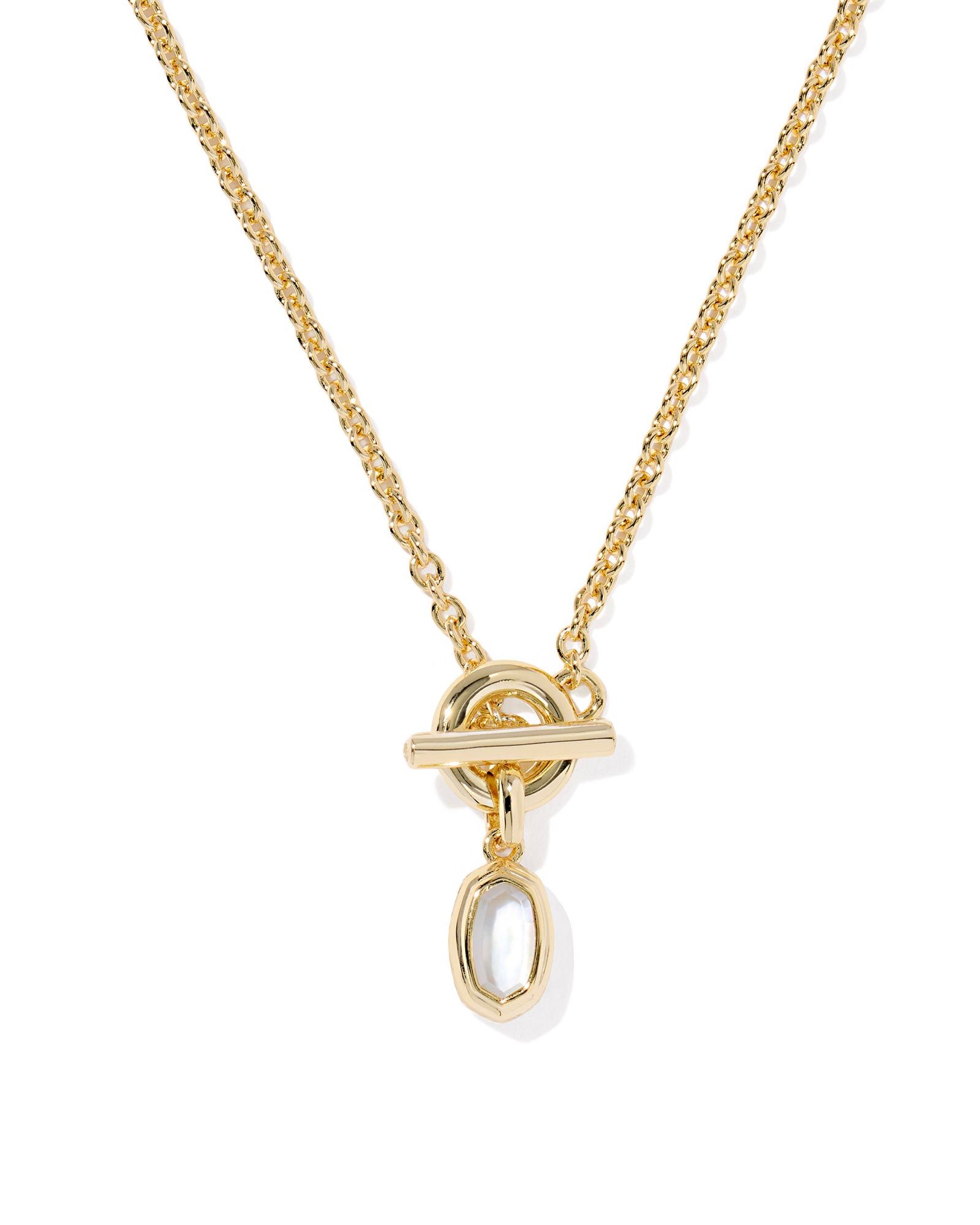 Mini Elisa Toggle Pendant Necklace Gold Ivory Mother of Pearl