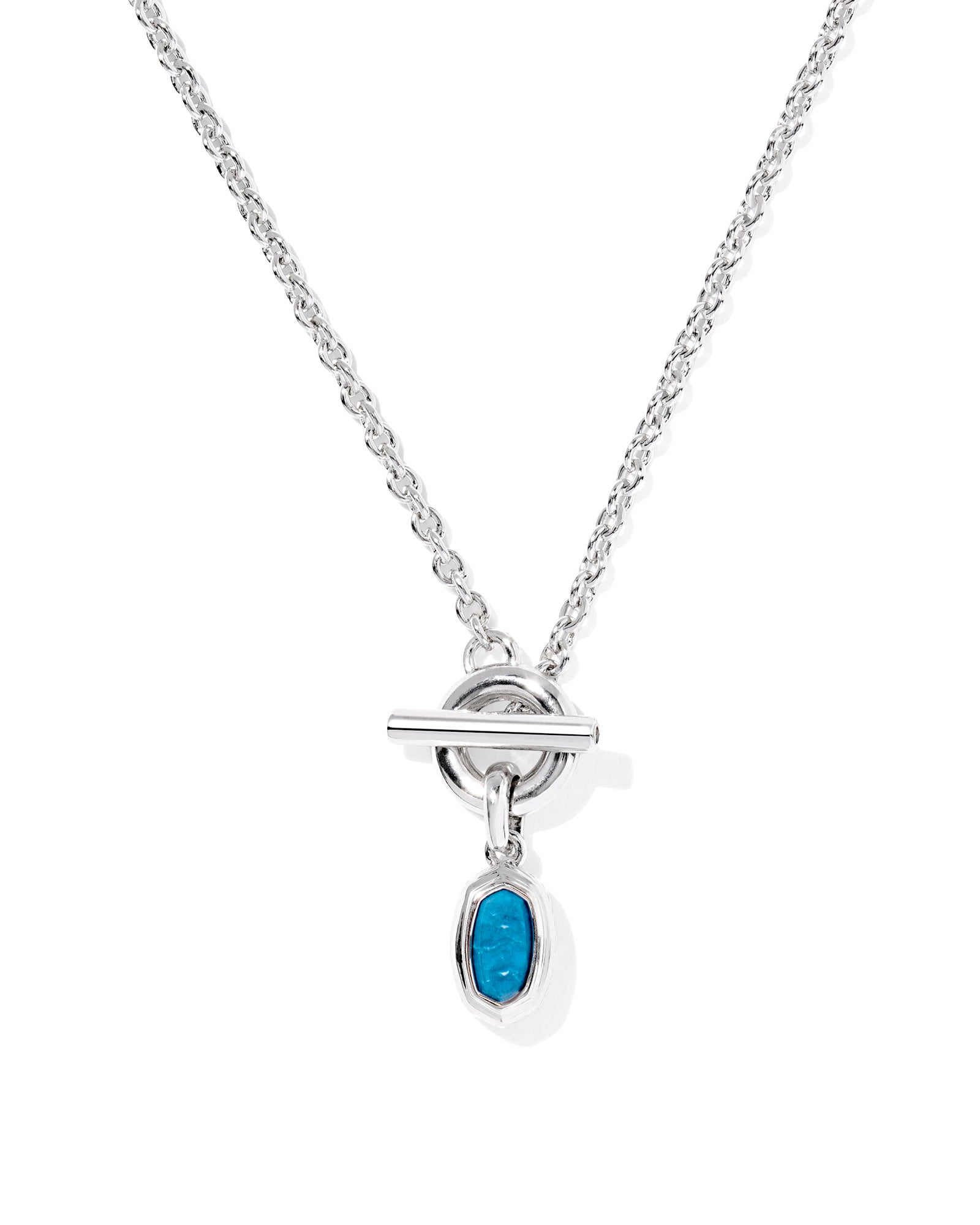 Mini Elisa Toggle Pendant Necklace in Silver Variegated Indigo Magnesite