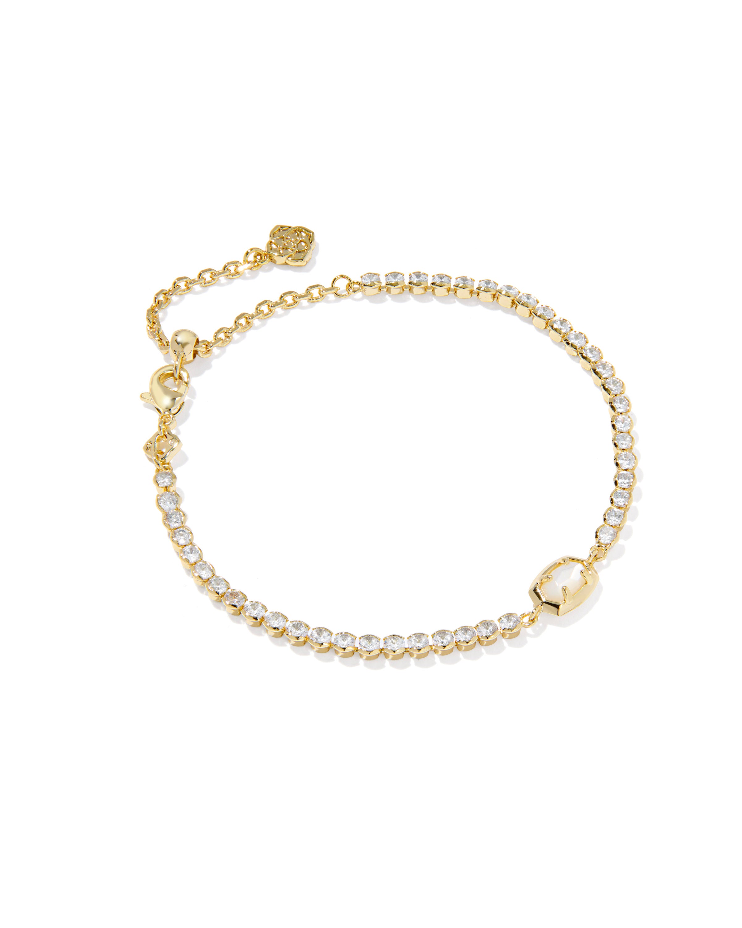Emilie Tennis Bracelet in Gold Ivory Mother of Pearl