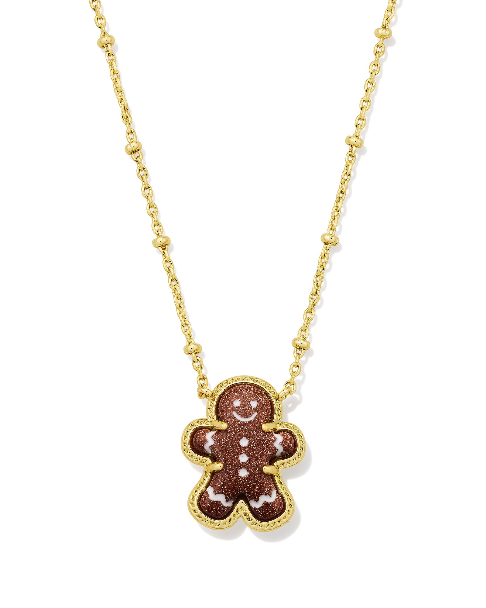 Gingerbread Pendant Necklace in Gold Brown Goldstone