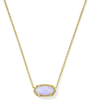 Elisa Short Pendant Necklace In Gold Lilac Kyocera Opal