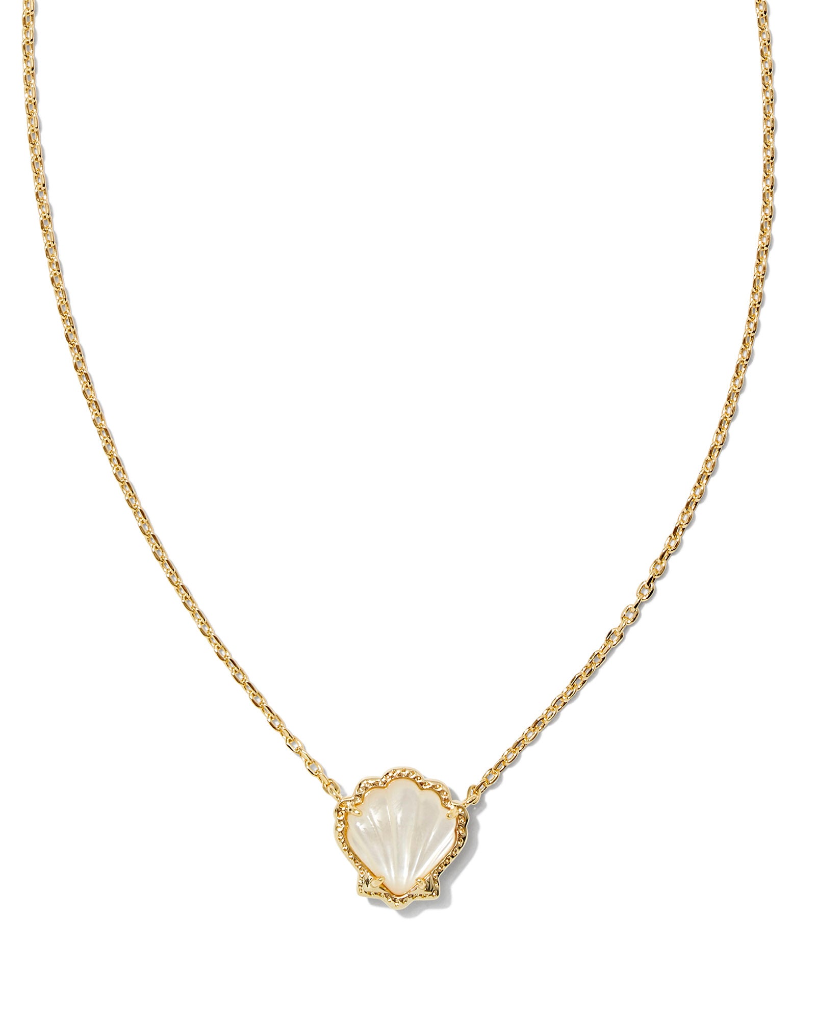 Brynne Shell Pendant Necklace in Gold Ivory Mother of Pearl