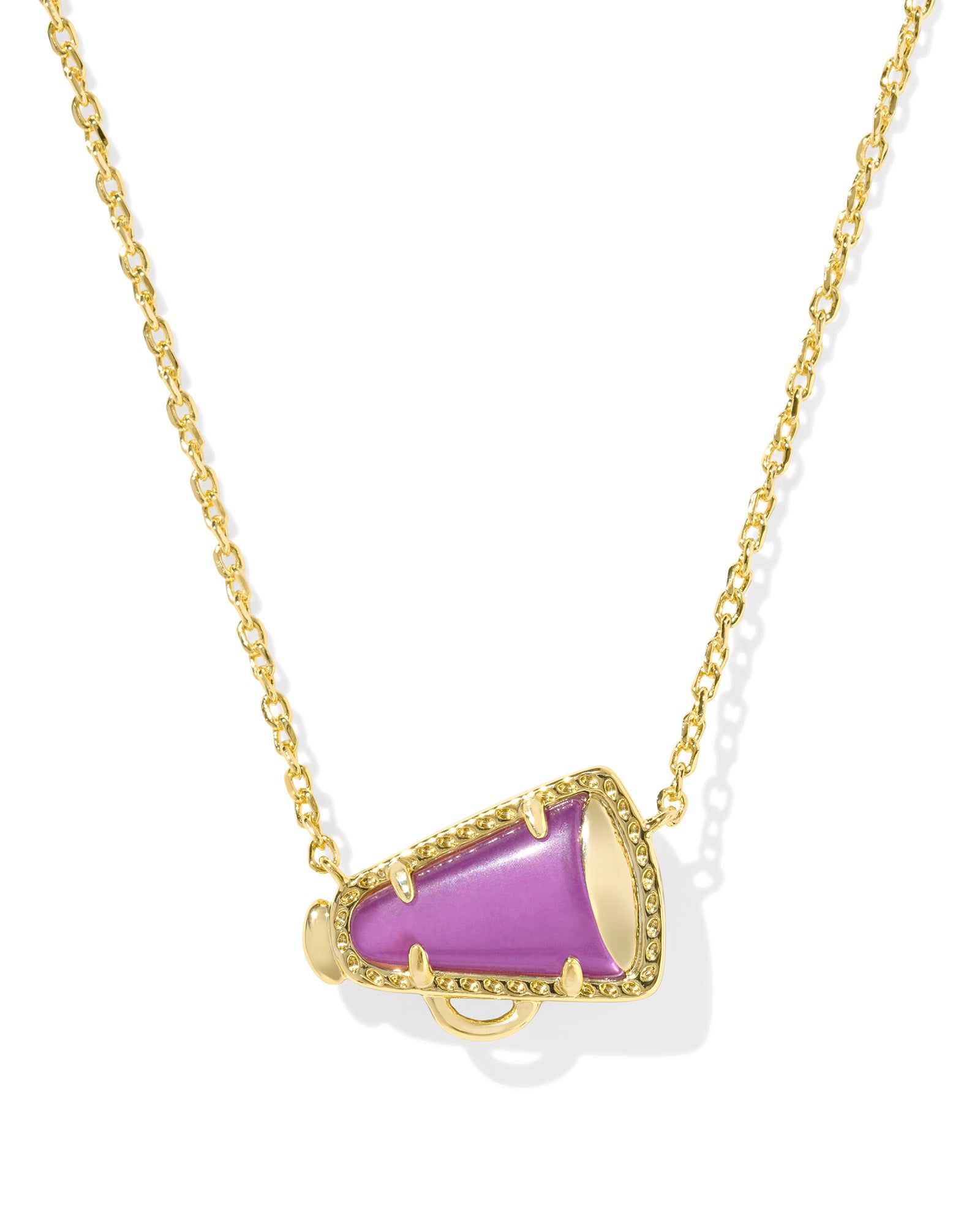Cheer Short Pendant Necklace in Gold Purple Mother of Pearl