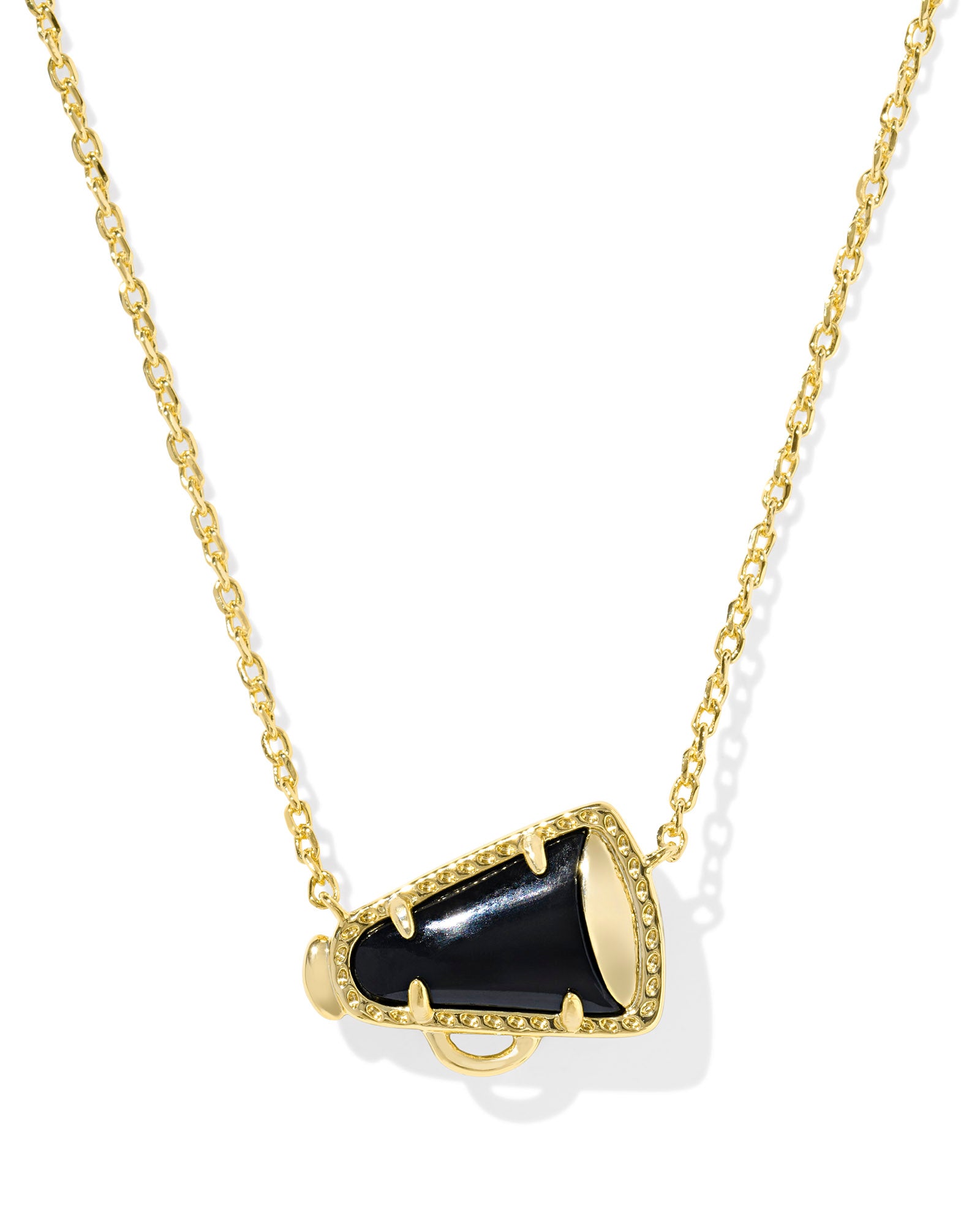Cheer Short Pendant Necklace in Gold Black Agate