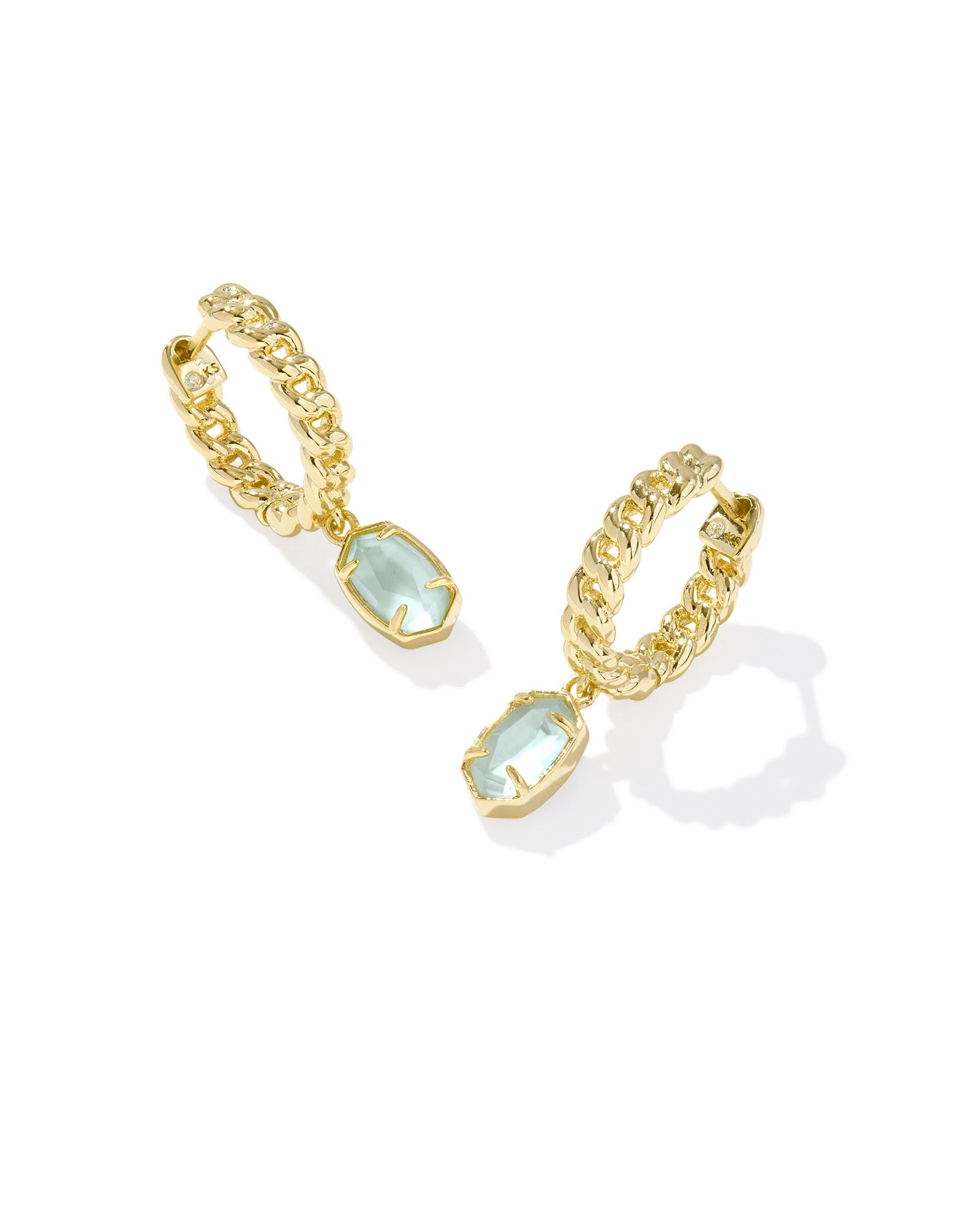 Emilie Huggie Earring in Gold Light Blue Illusion