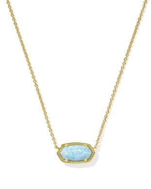 Elisa Short Pendant Necklace In Gold Teal Kyocera Opal