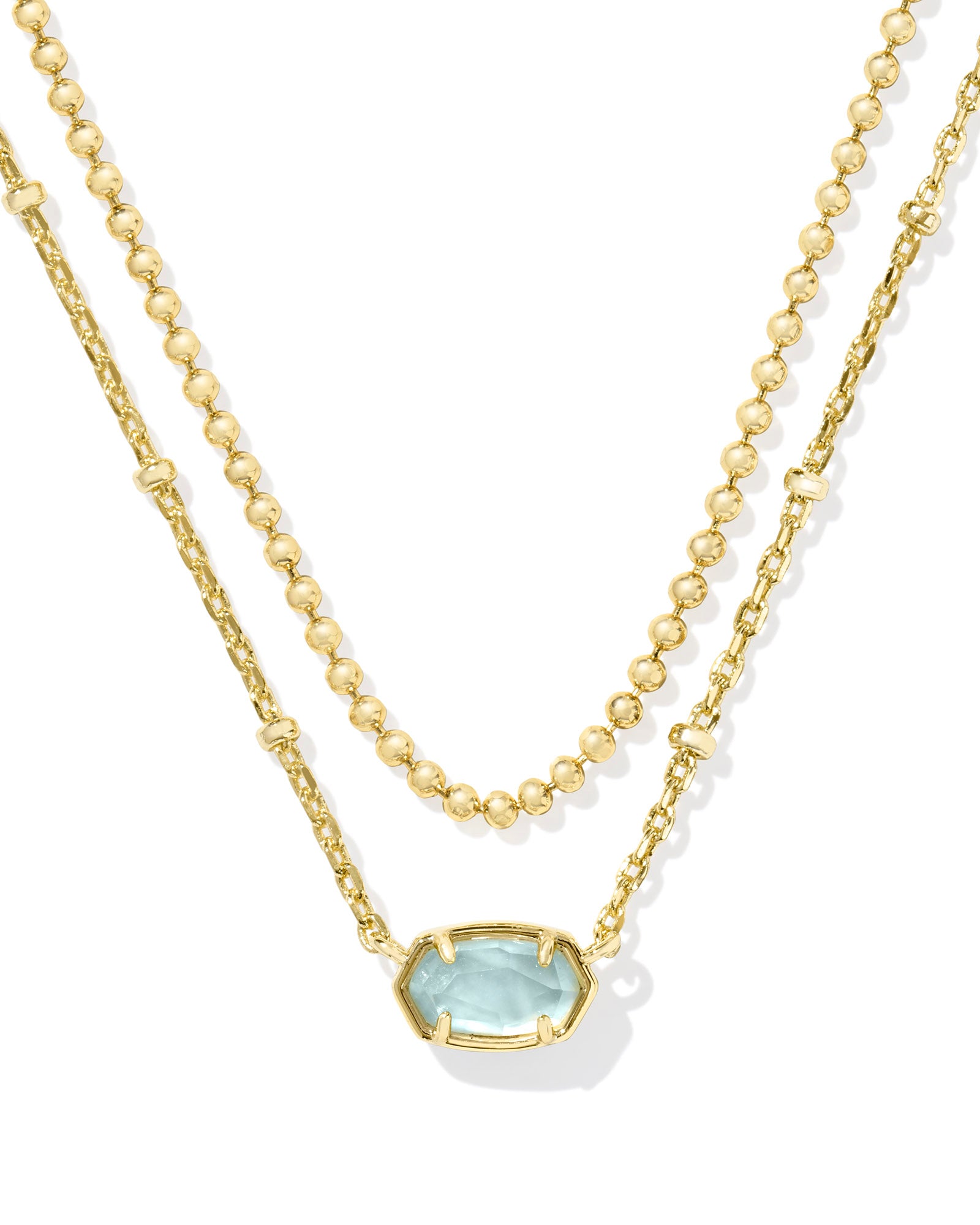 Emilie Multi Strand Necklace in Gold Light Blue Illusion