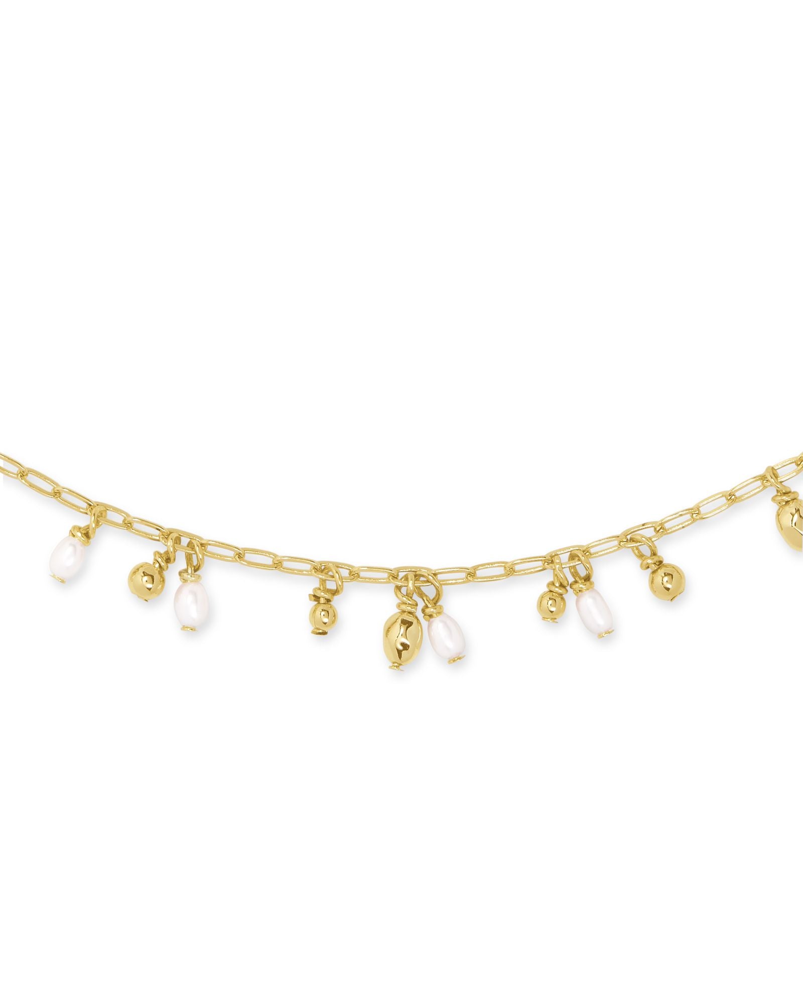 Mollie Choker Necklace in Gold White Pearl