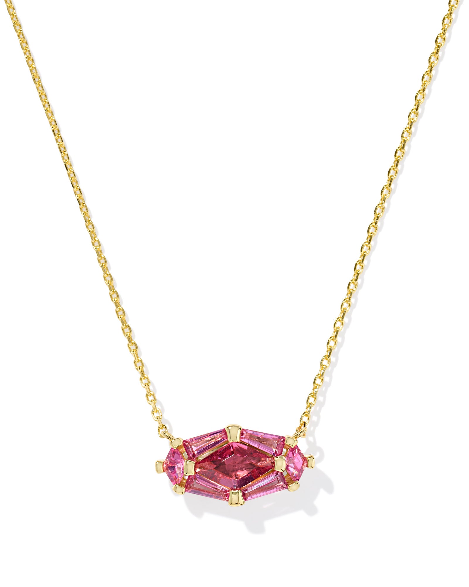 Lindy Rae Elisa Pendant Necklace in Gold Pink Crystal