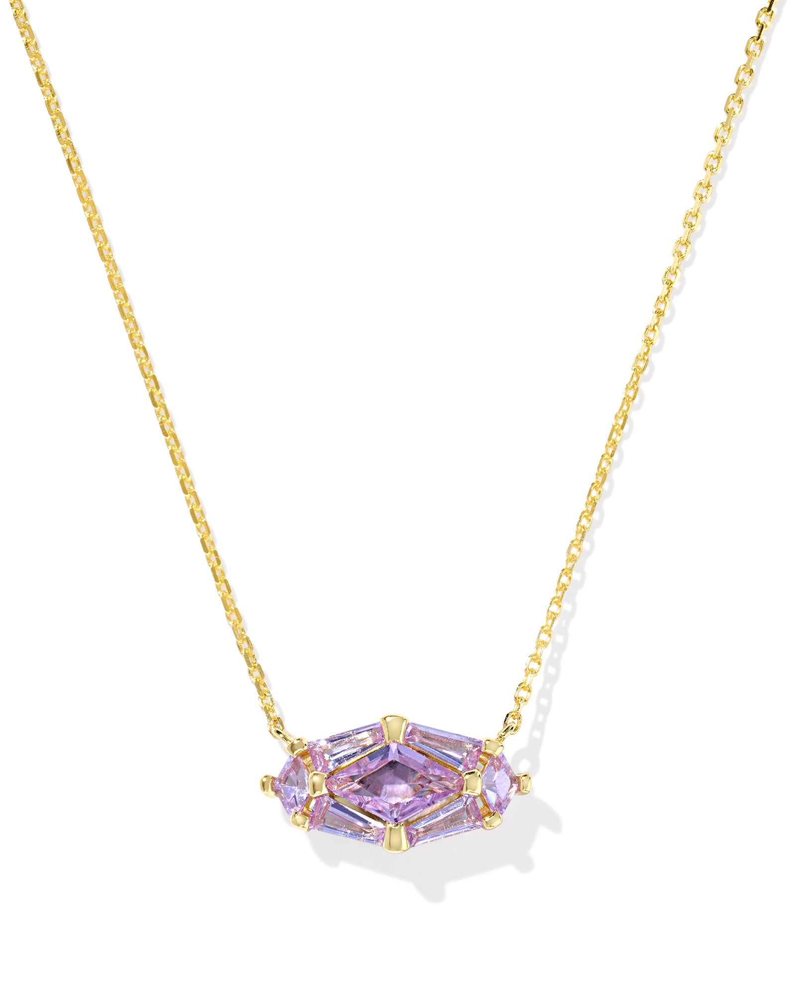 Lindy Rae Elisa Pendant Necklace in Gold Violet Crystal