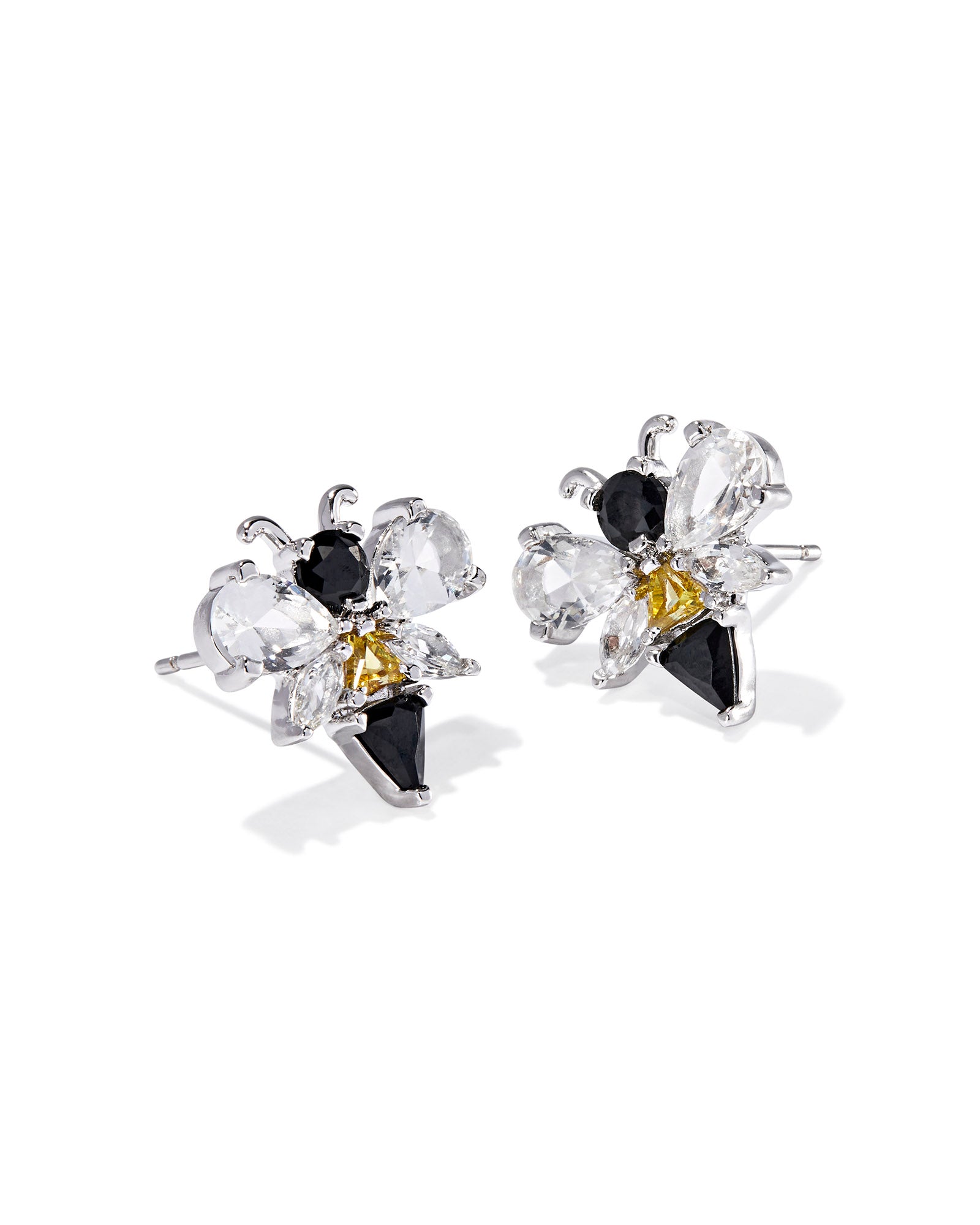 Bee Stud Earring in Silver Black Yellow Mix