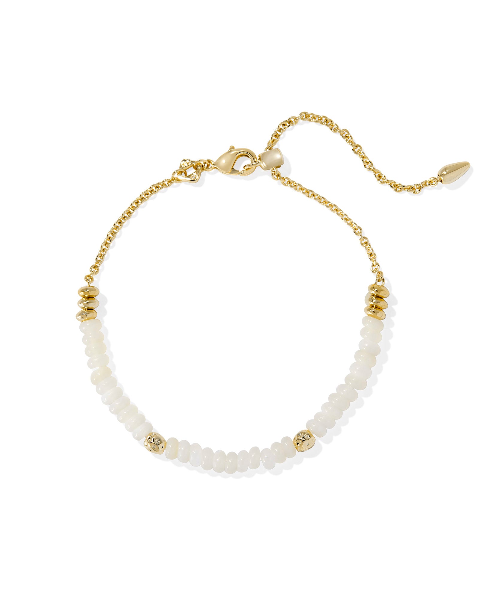 Deliah Delicate Chain Bracelet in Gold Ivory Mother of Pearl
