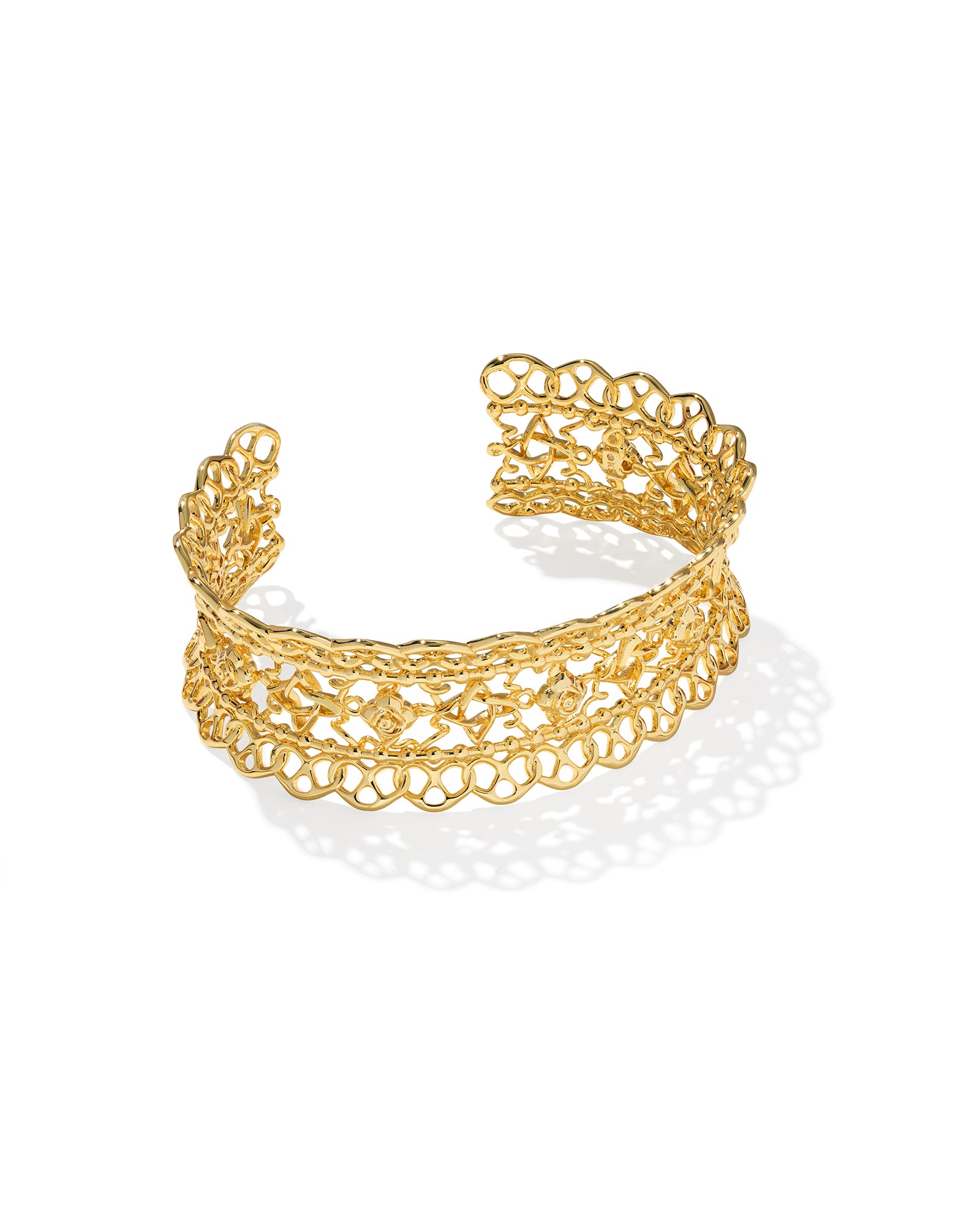 Krista Lace Cuff Bracelet in Gold Metal