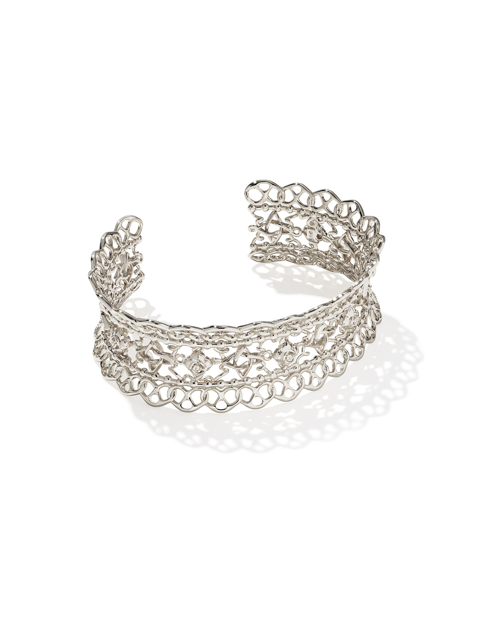 Krista Lace Cuff Bracelet in Rhodium Metal