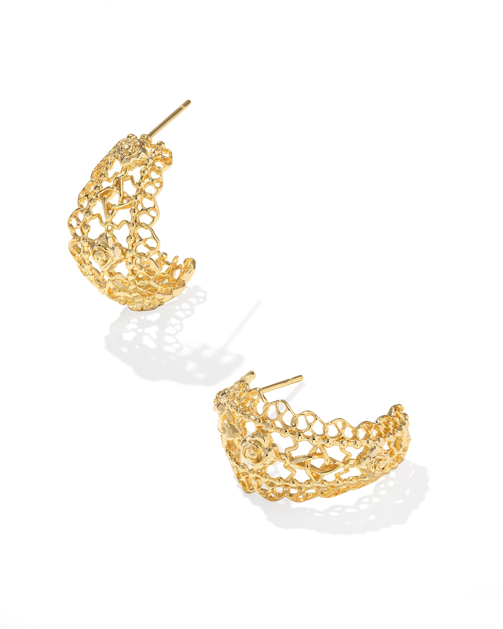 Krista Lace Huggie Earring in Gold Metal