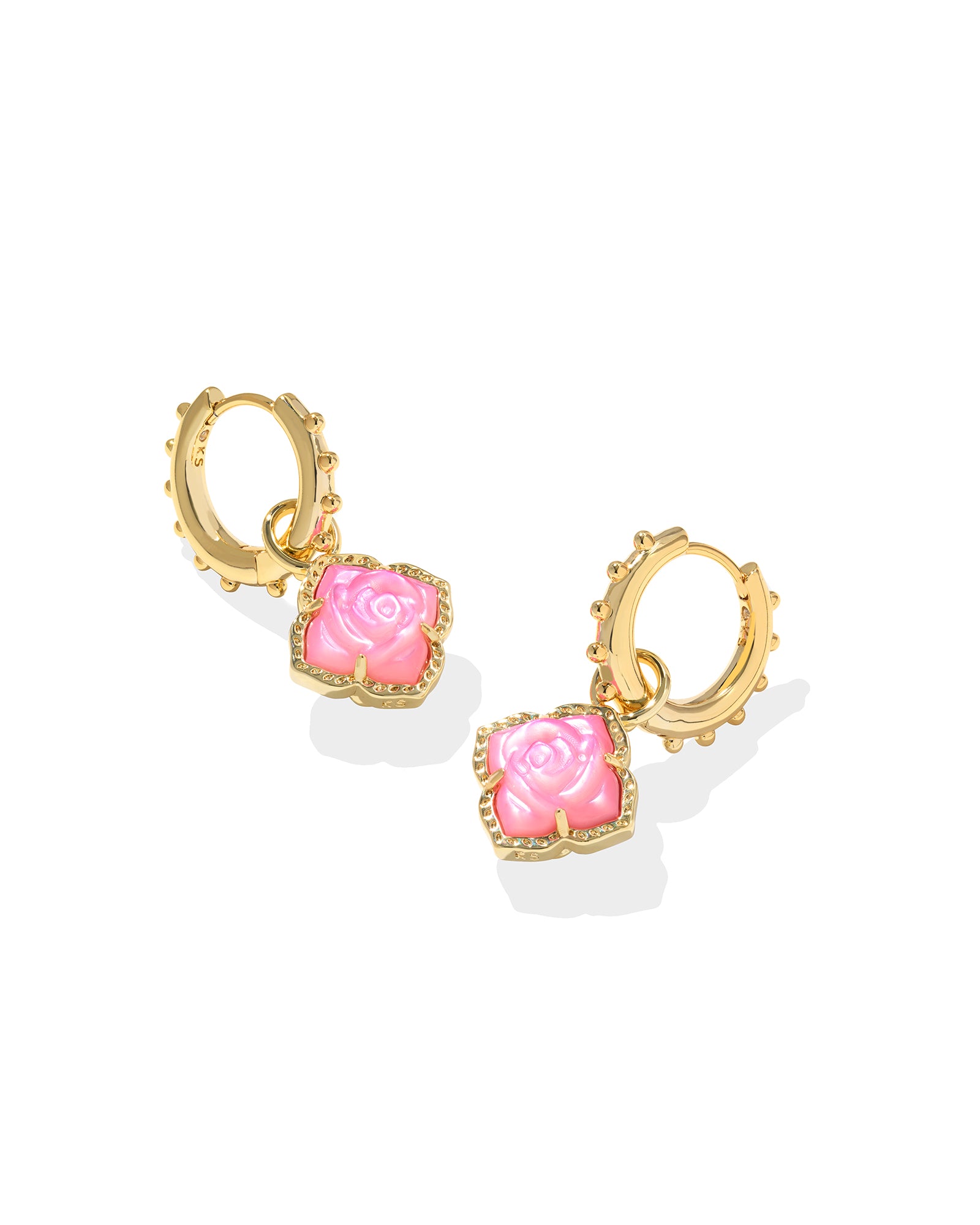 Mallory Rose Huggie Earring in Gold Blush Ivory Mother of Pearl