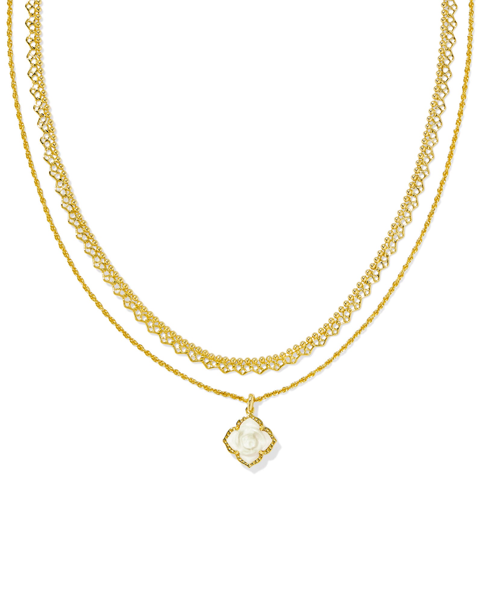 Mallory Rose Multi Strand Necklace in Gold Ivory Mother of Pearl