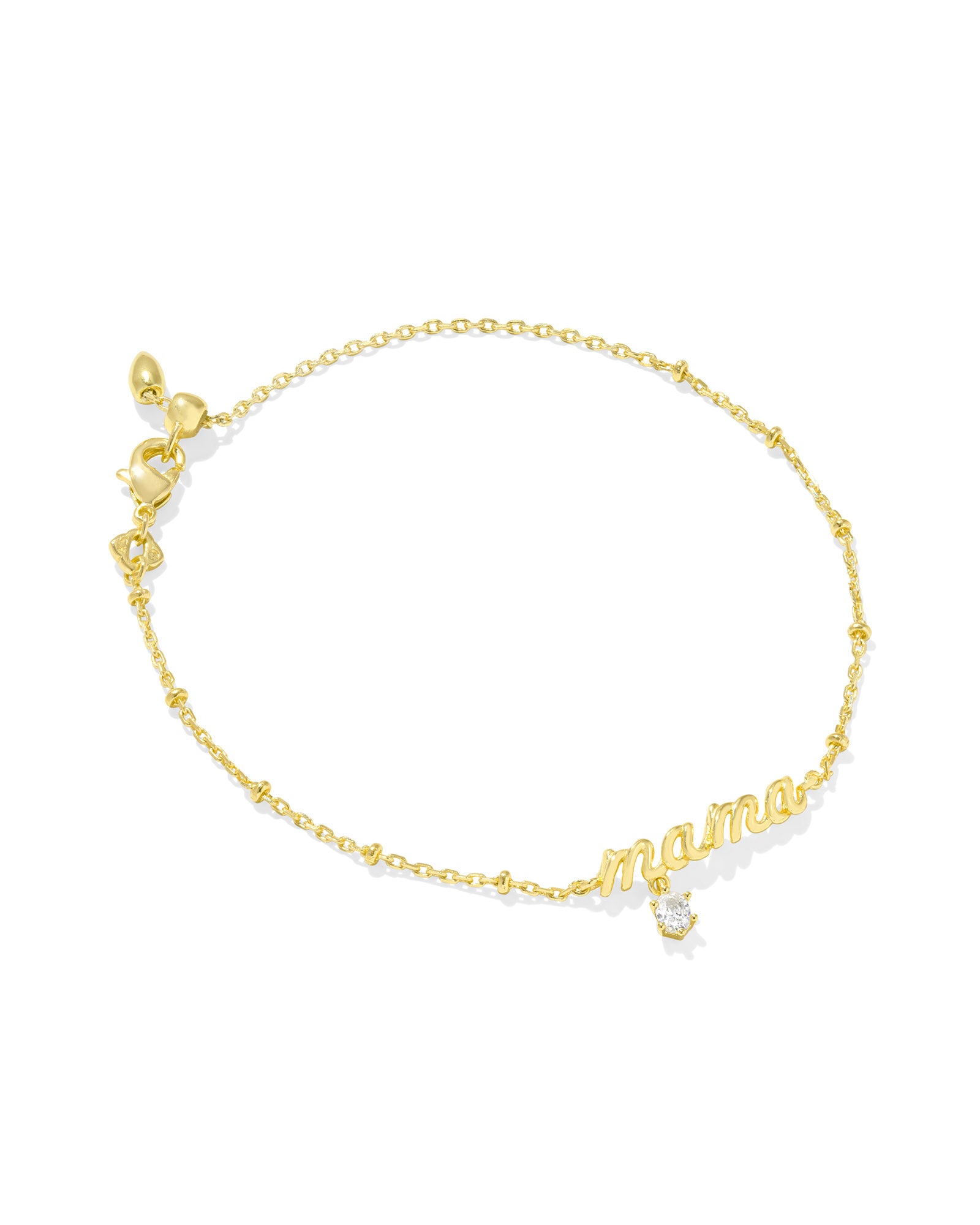 Mama Crystal Delicate Chain Bracelet in Gold Metal