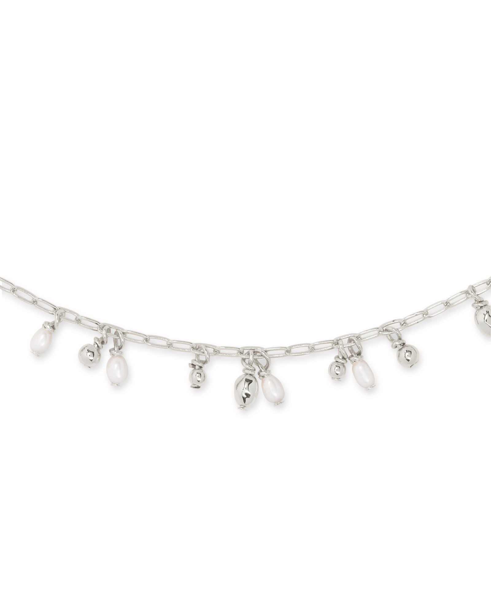Mollie Choker Necklace in Rhodium White Pearl