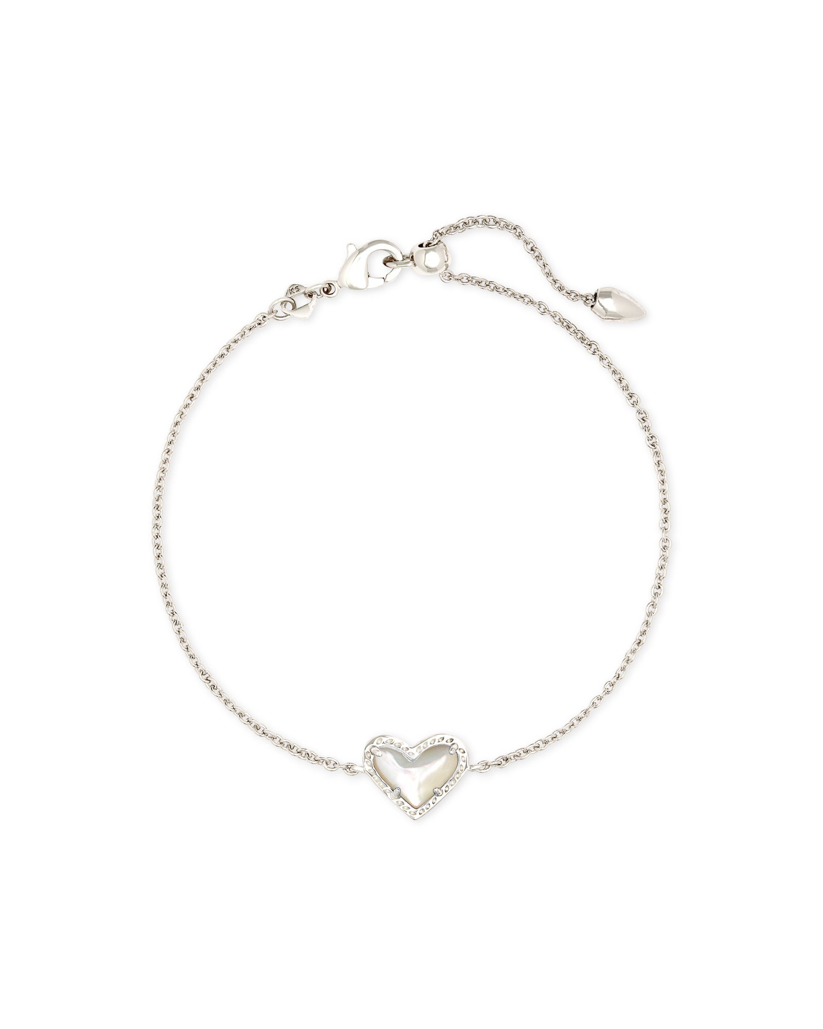 Ari Heart Bracelet in Rhodium Ivory MOP
