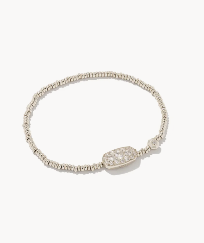 Grayson Stretch Bracelet in Rhodium White Crystal