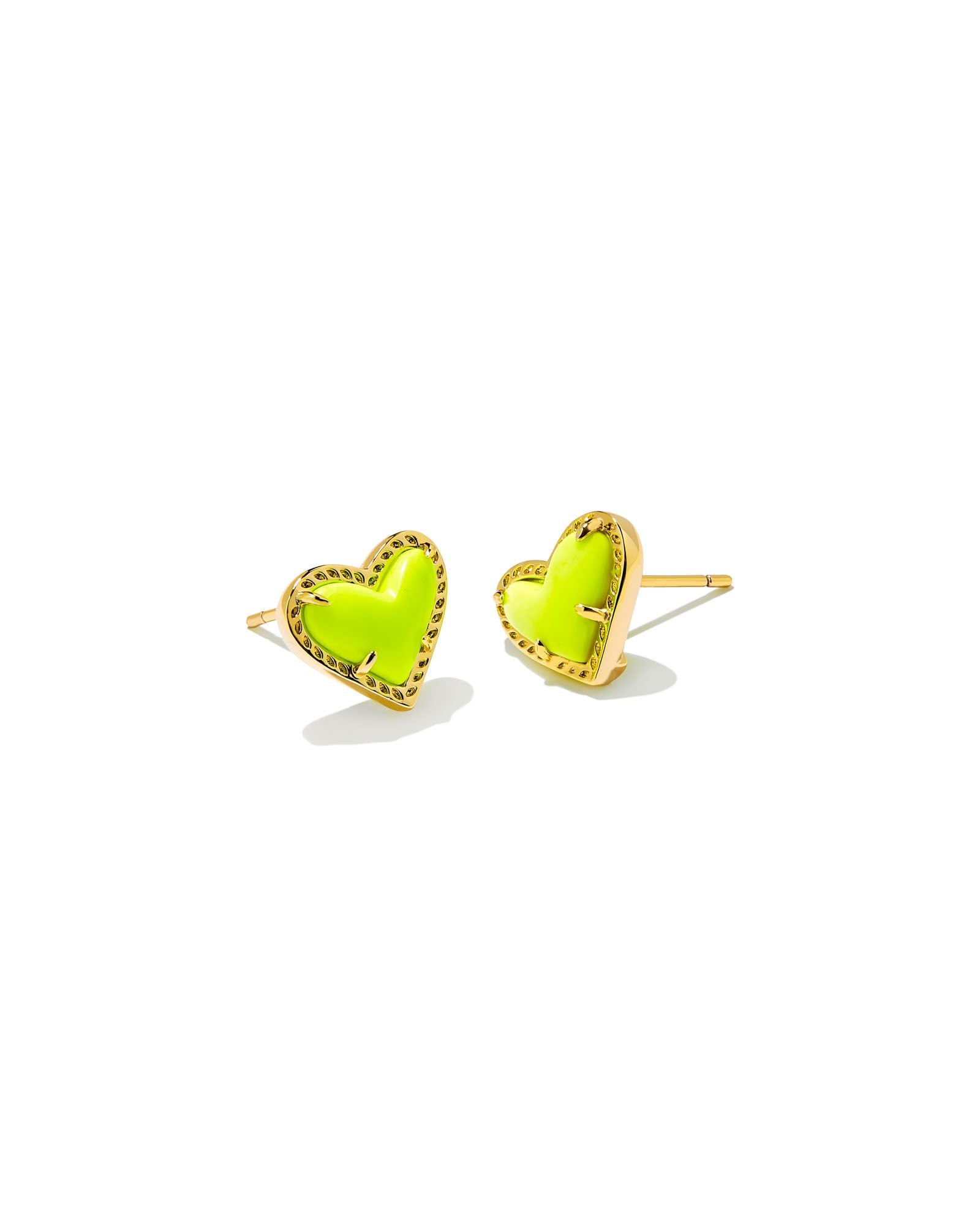 Ari Heart Stud Earring in Gold Neon Yellow