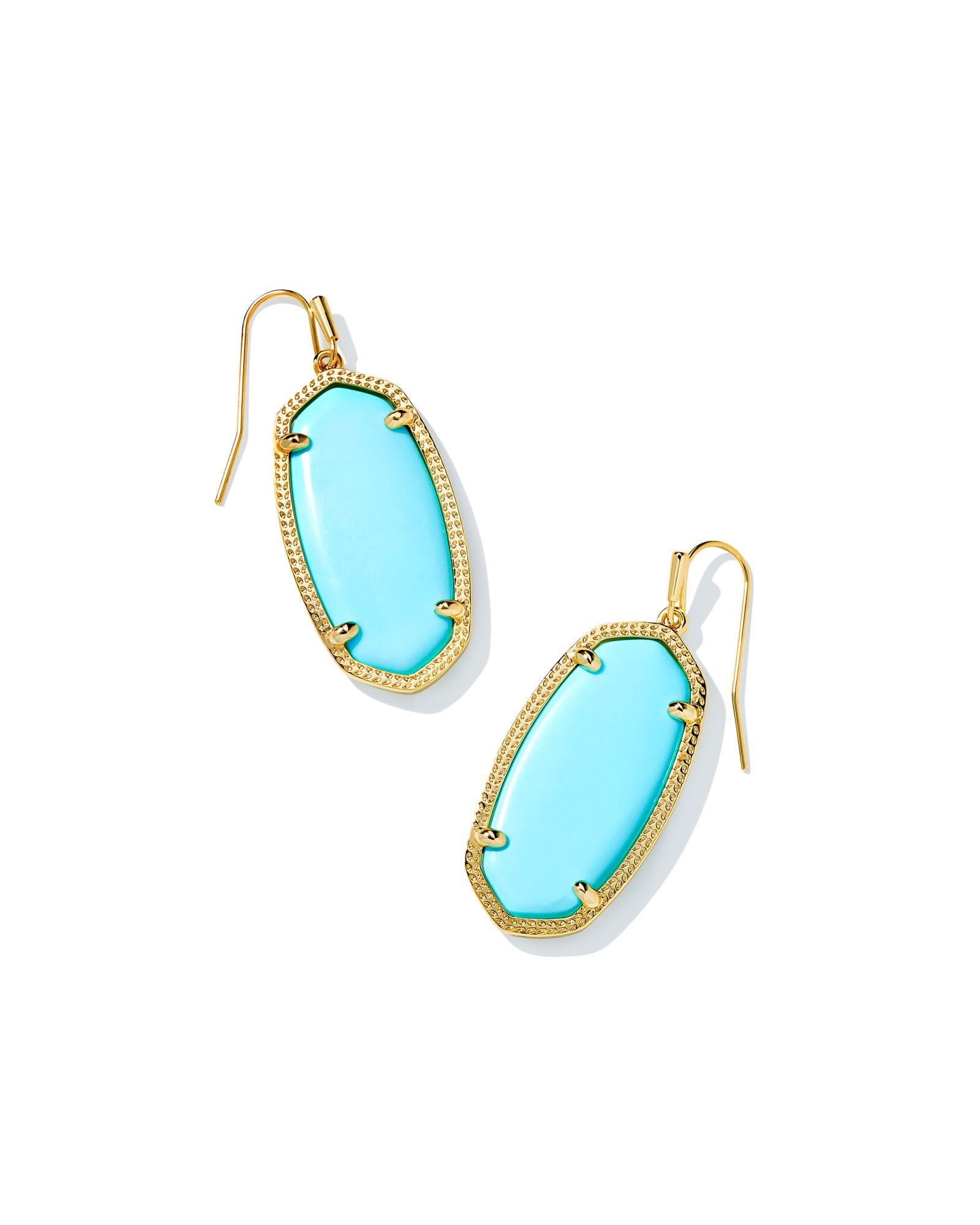 Elle Drop Earring in Gold Light Blue Magnesite